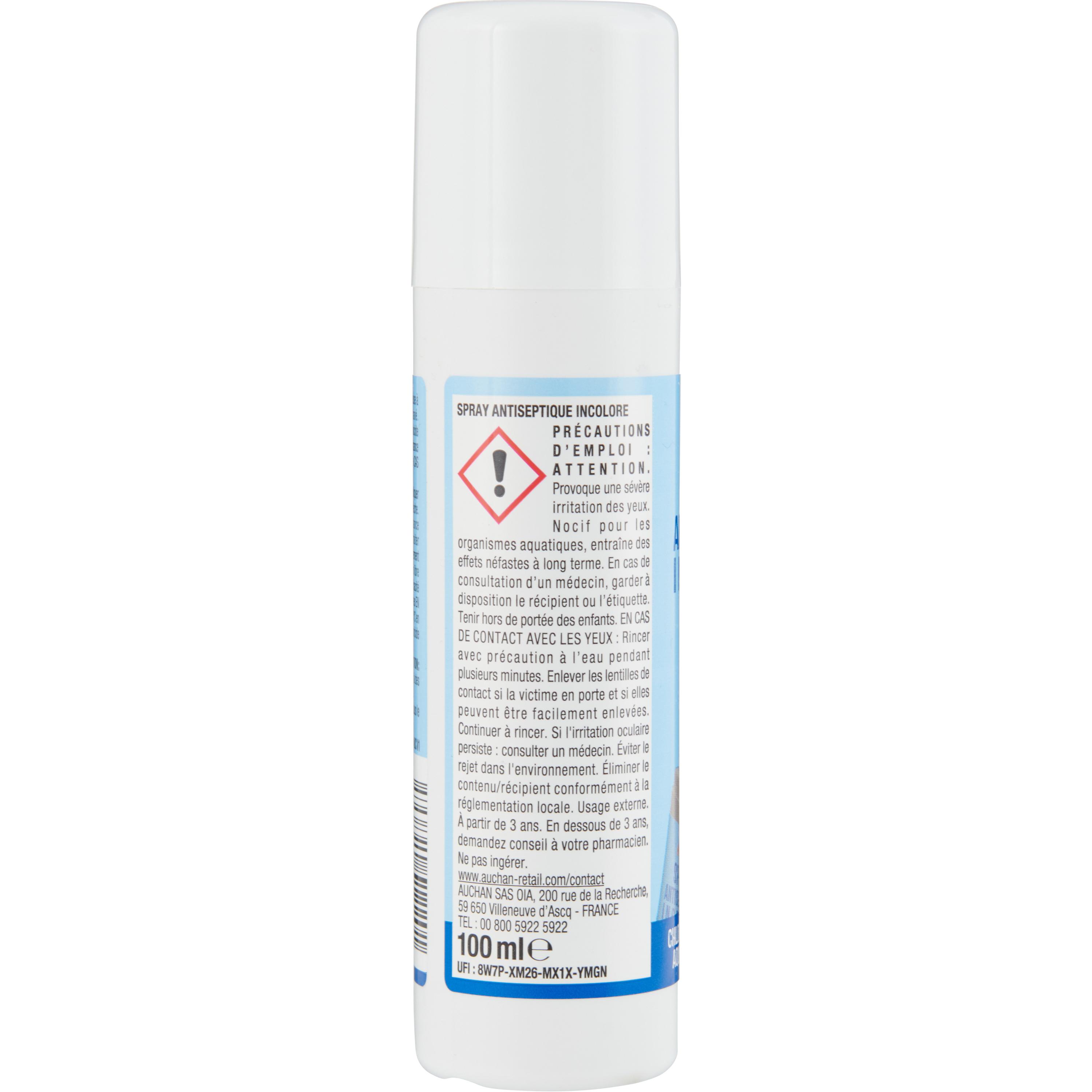 Voir la diapositive 3 : AUCHAN Antiseptique incolore spray 100ml