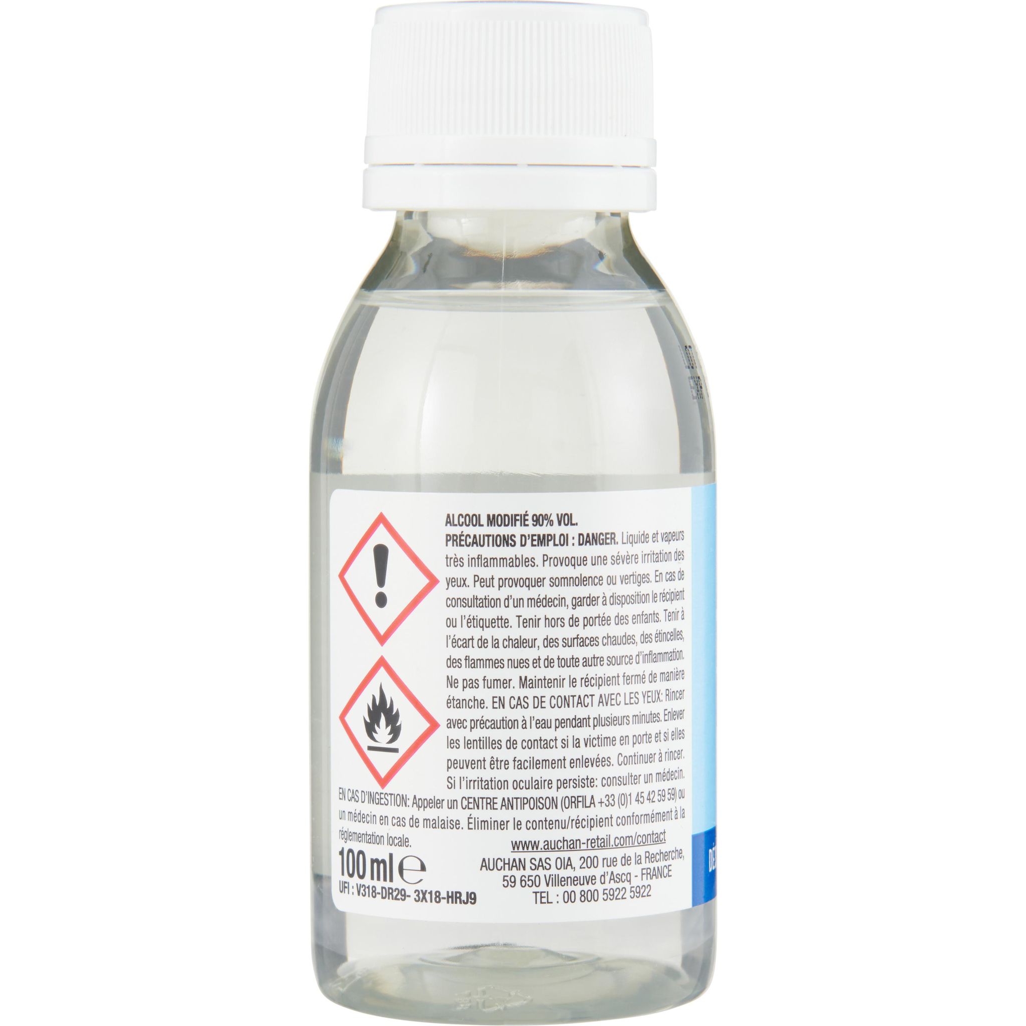 Voir la diapositive 3 : AUCHAN Alcool modifié 90° 100ml