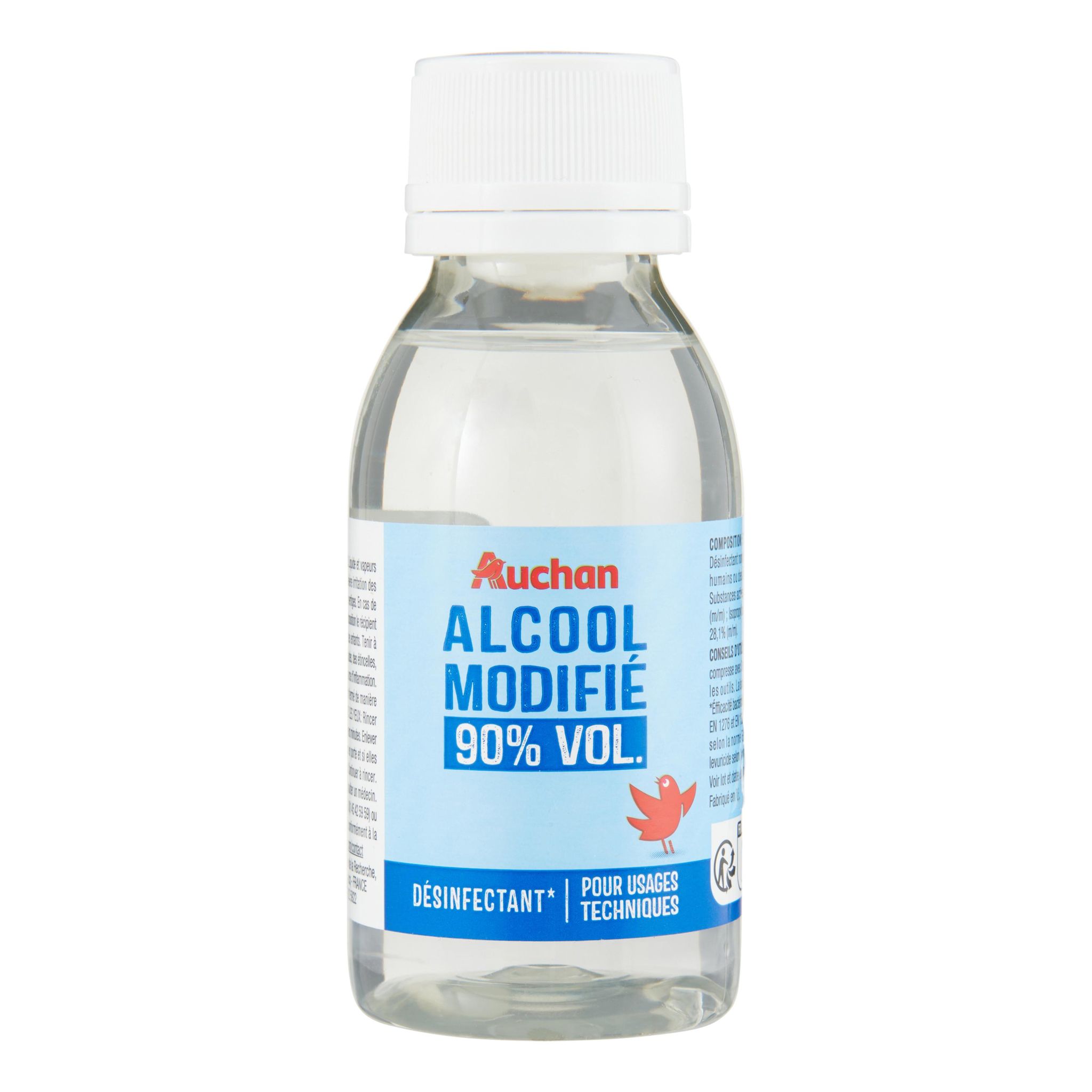 Voir la diapositive 4 : AUCHAN Alcool modifié 90° 100ml