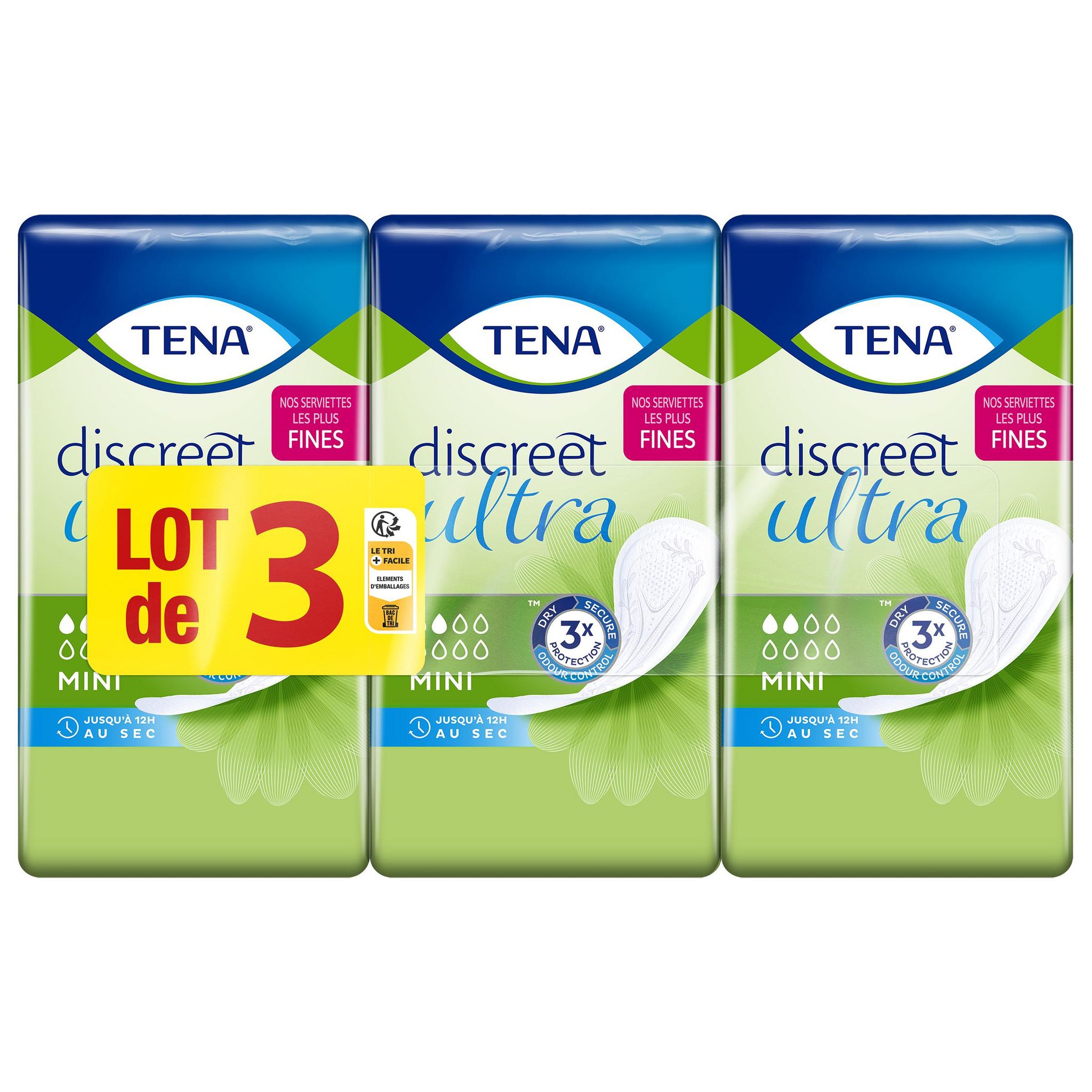 TENA Discreet serviettes hygiéniques ultra mini 3x20 serviettes