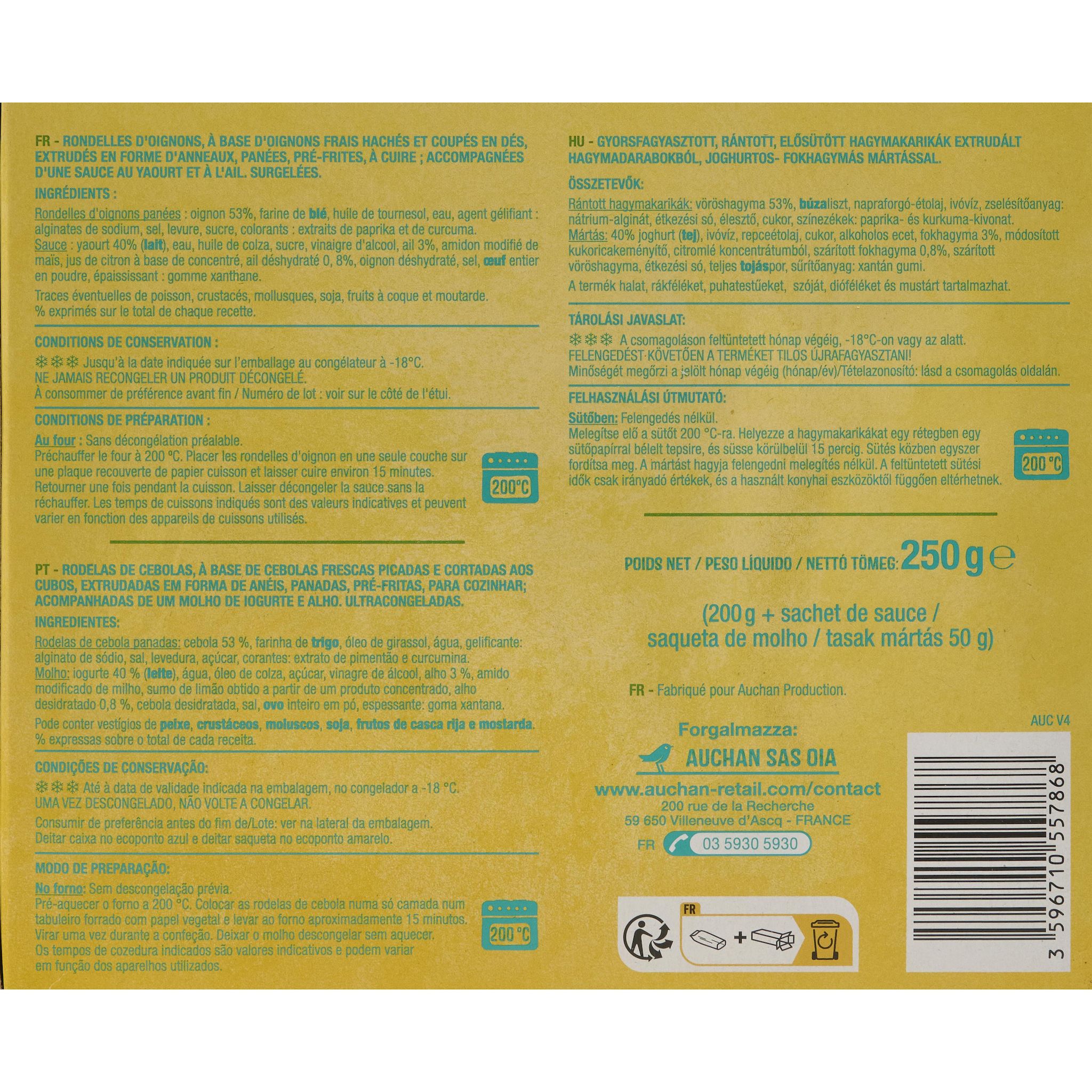 Voir la diapositive 3 : AUCHAN Onion rings sauce aïoli 250g