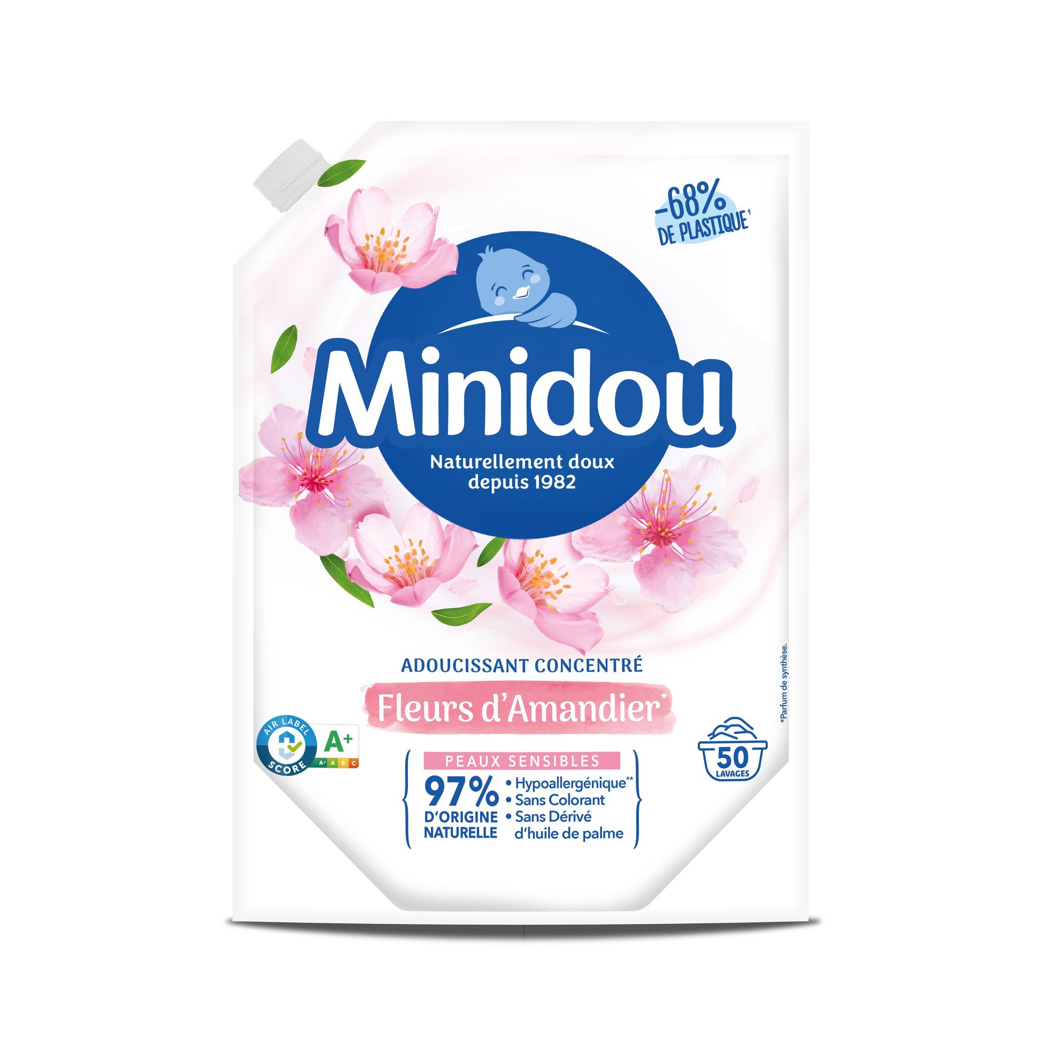 MINIDOU Assouplissant liquide hypoallergénique fleurs d'amandier 1l