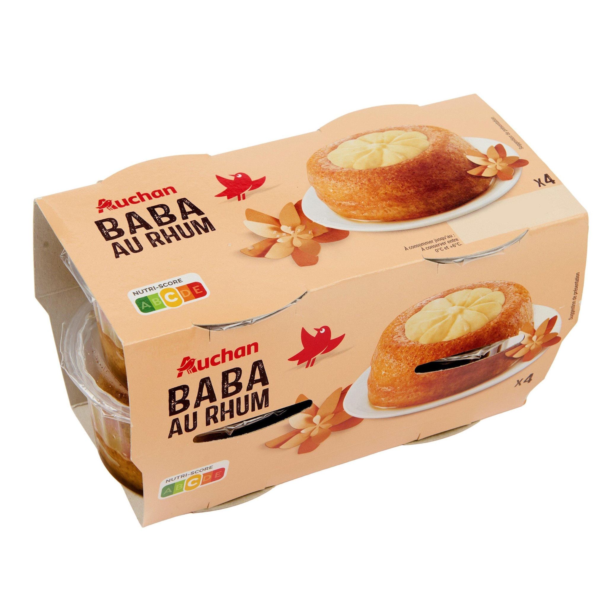 Voir la diapositive 3 : AUCHAN Baba au rhum 4x120g