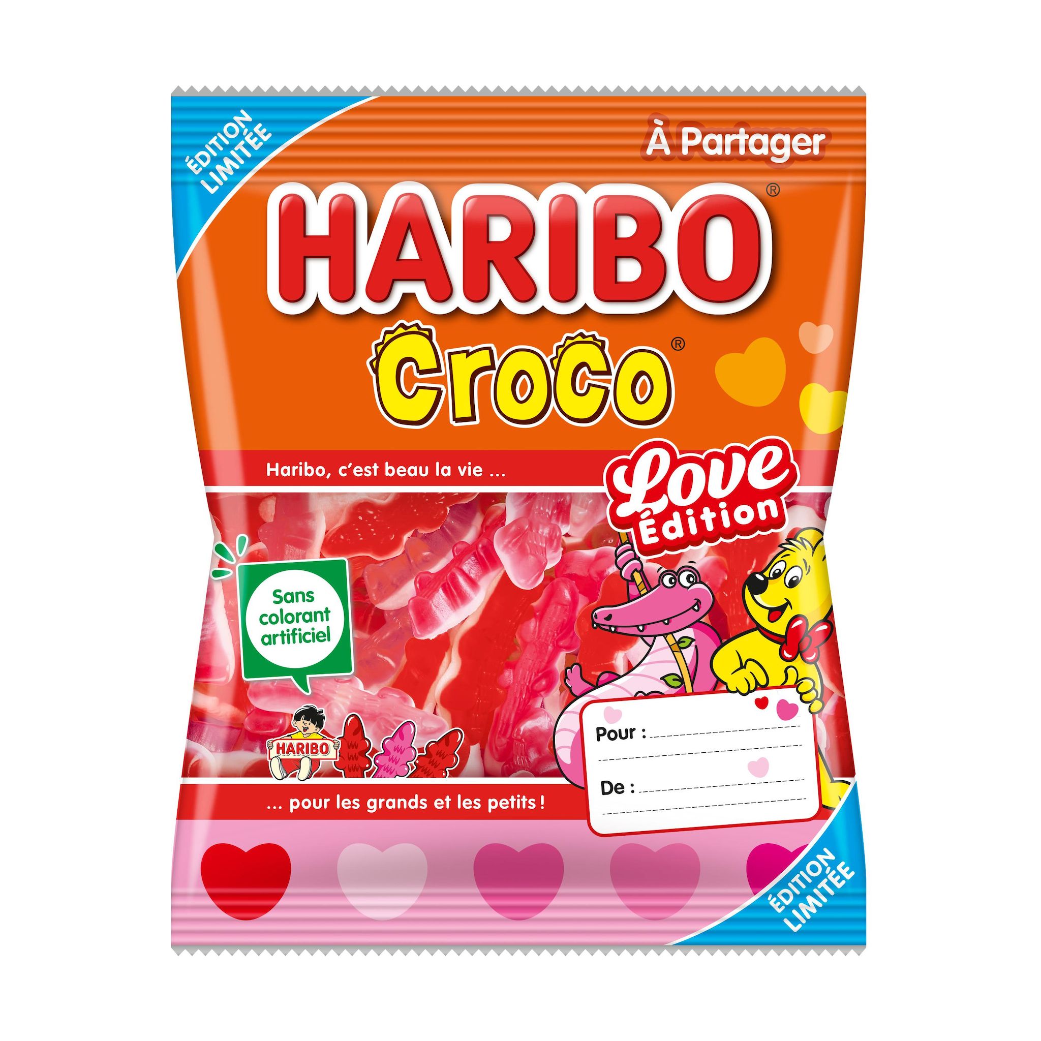 HARIBO Croco bonbons gélifiés rouge et rose saint valentin 250g