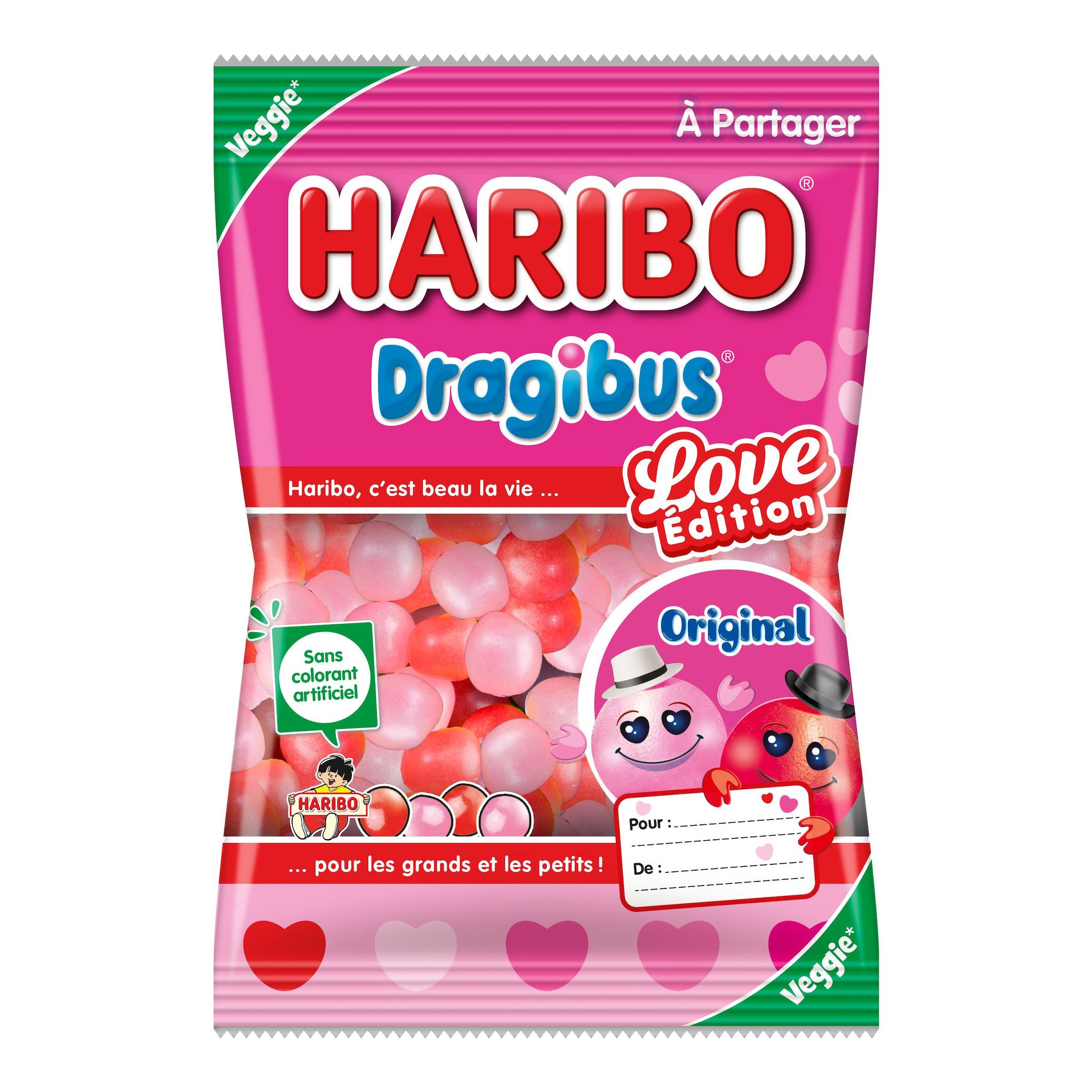 HARIBO Bonbons dragibus gélifiés aux fruits saint valentin 250g