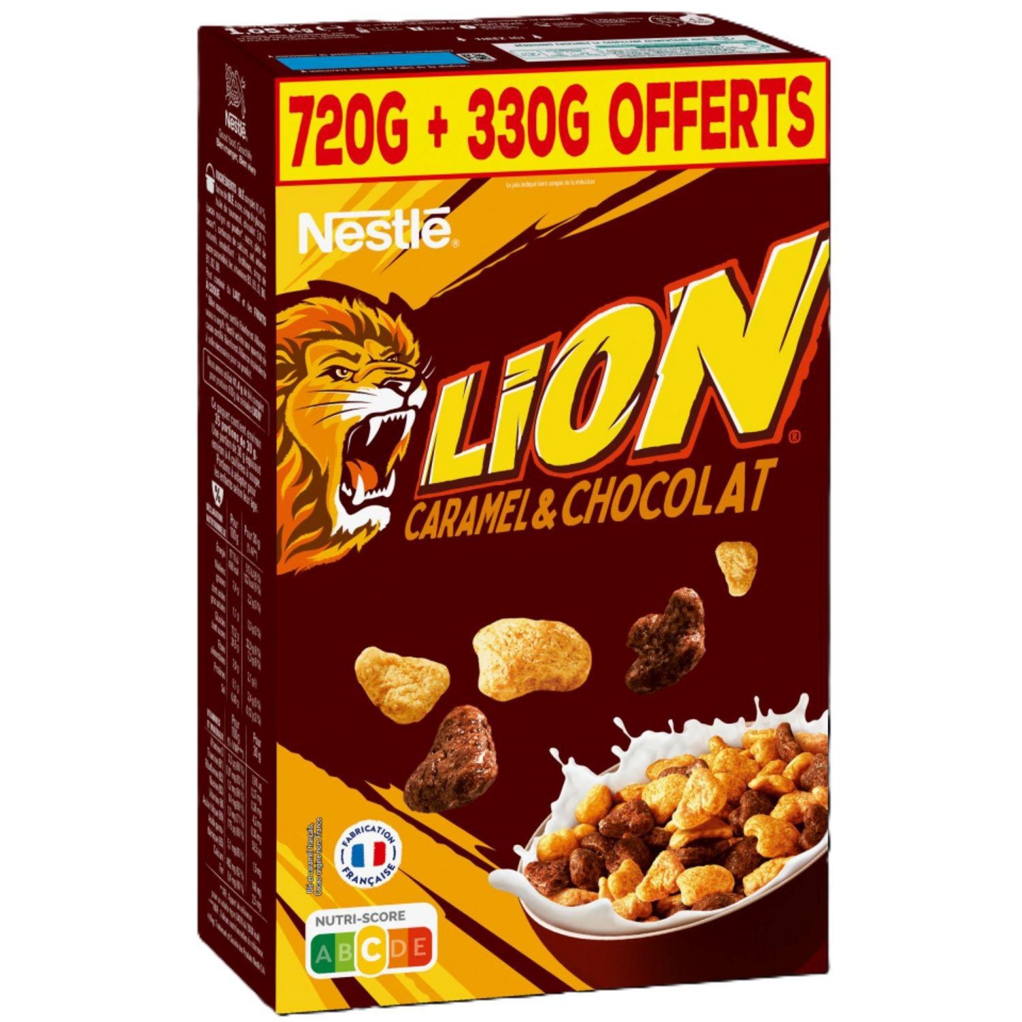 LION Céréales au caramel et au chocolat 720g+330g offert 1.05kg