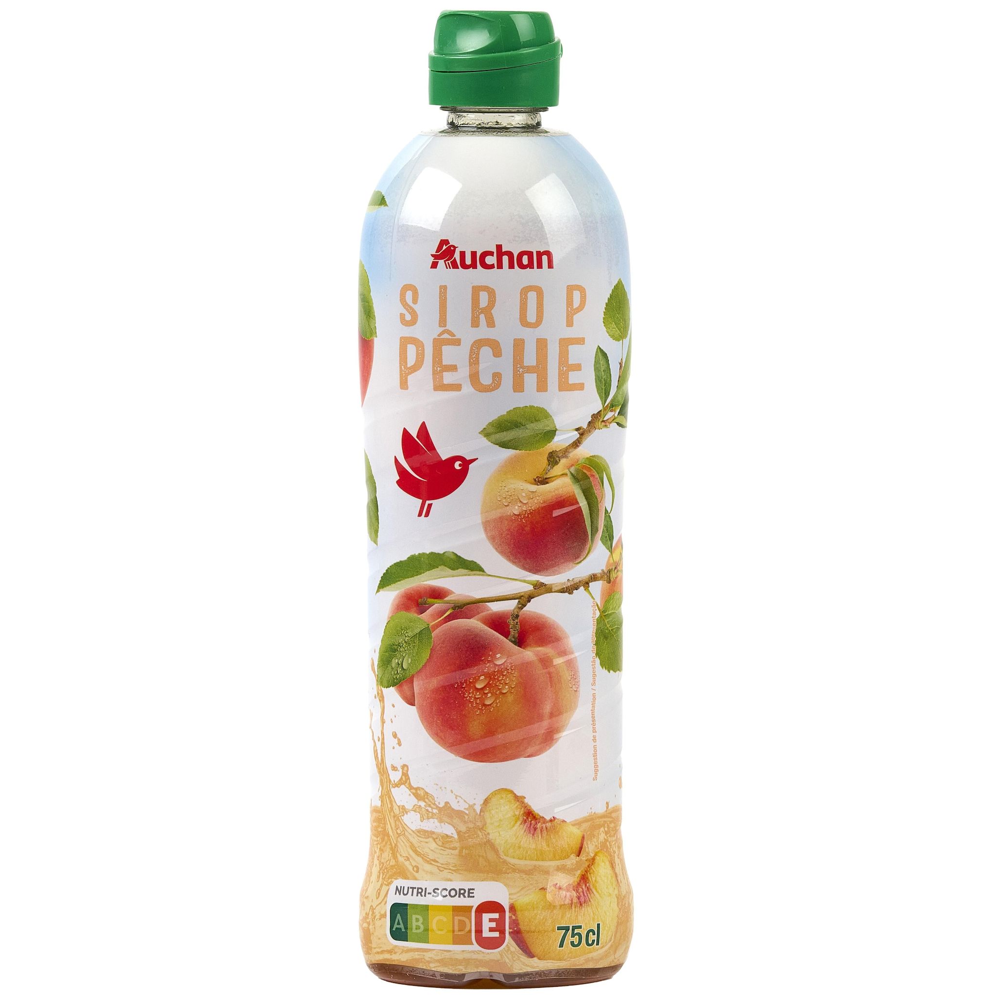 AUCHAN Sirop de pêche bidon plastique 75cl