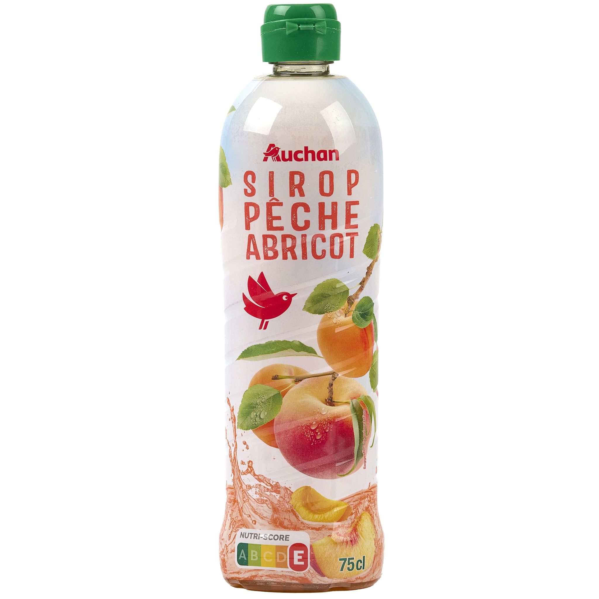 AUCHAN Sirop de pêche abricot bidon plastique 75cl