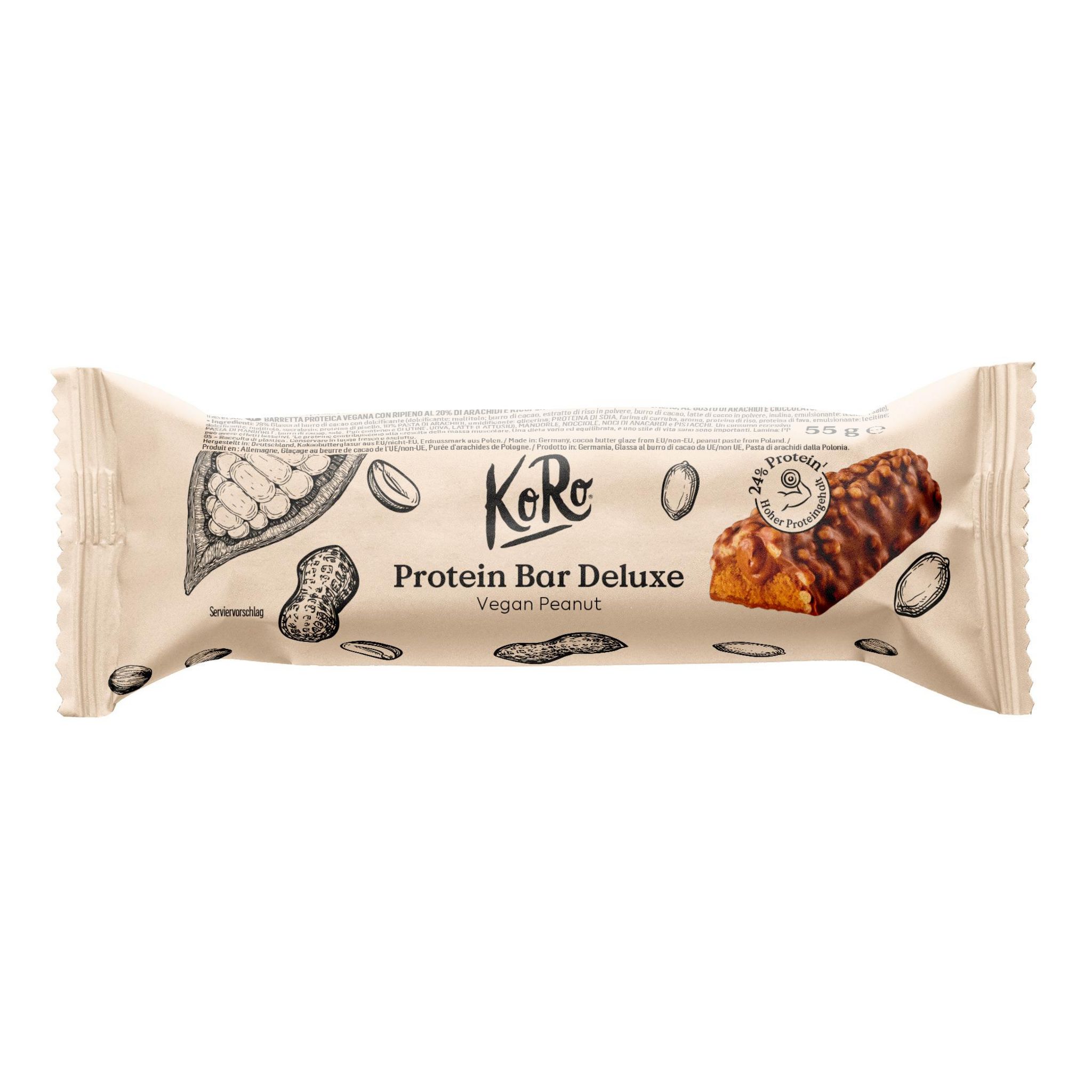 KORO Barres protéinée deluxe à la cacahuète vegan 55g