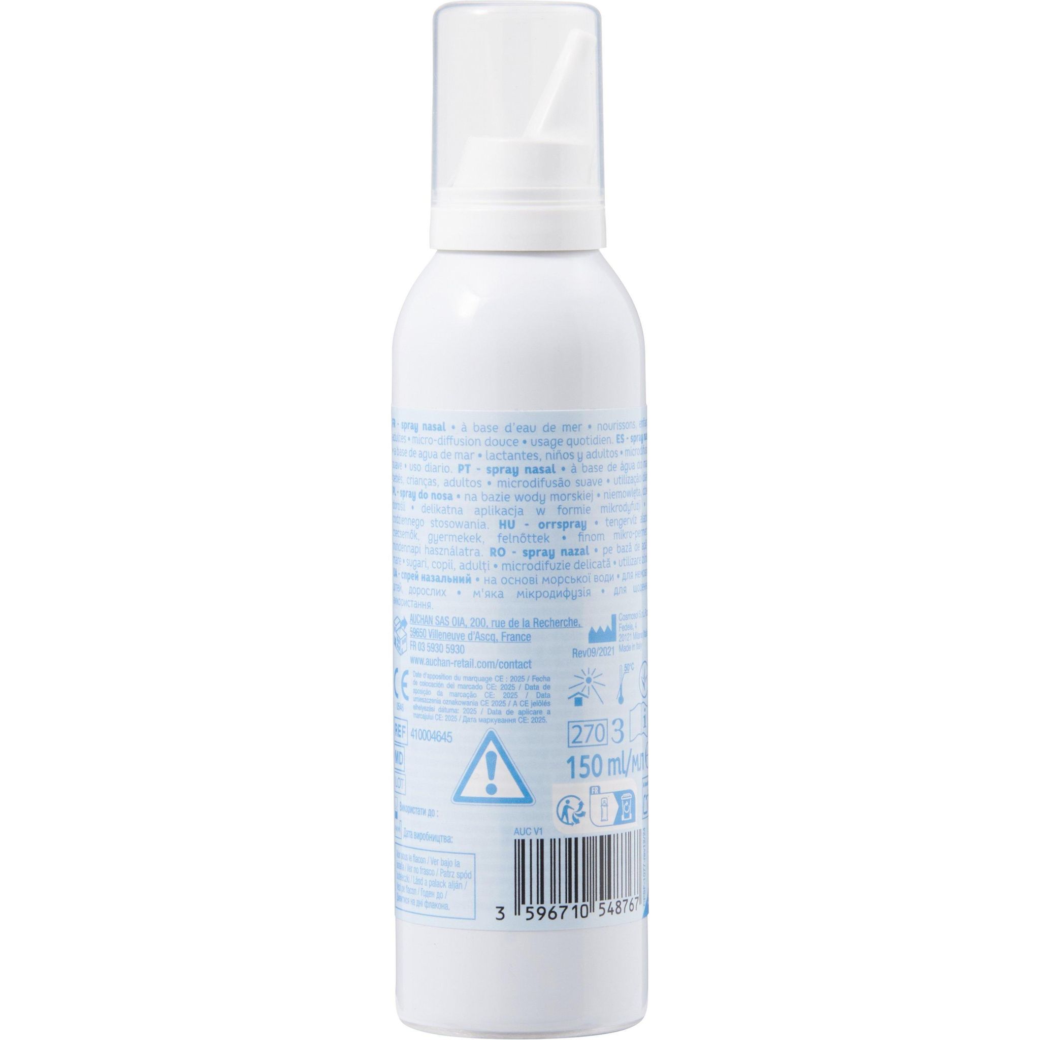 Voir la diapositive 2 : AUCHAN BABY Spray nasal à l'eau de mer 150ml