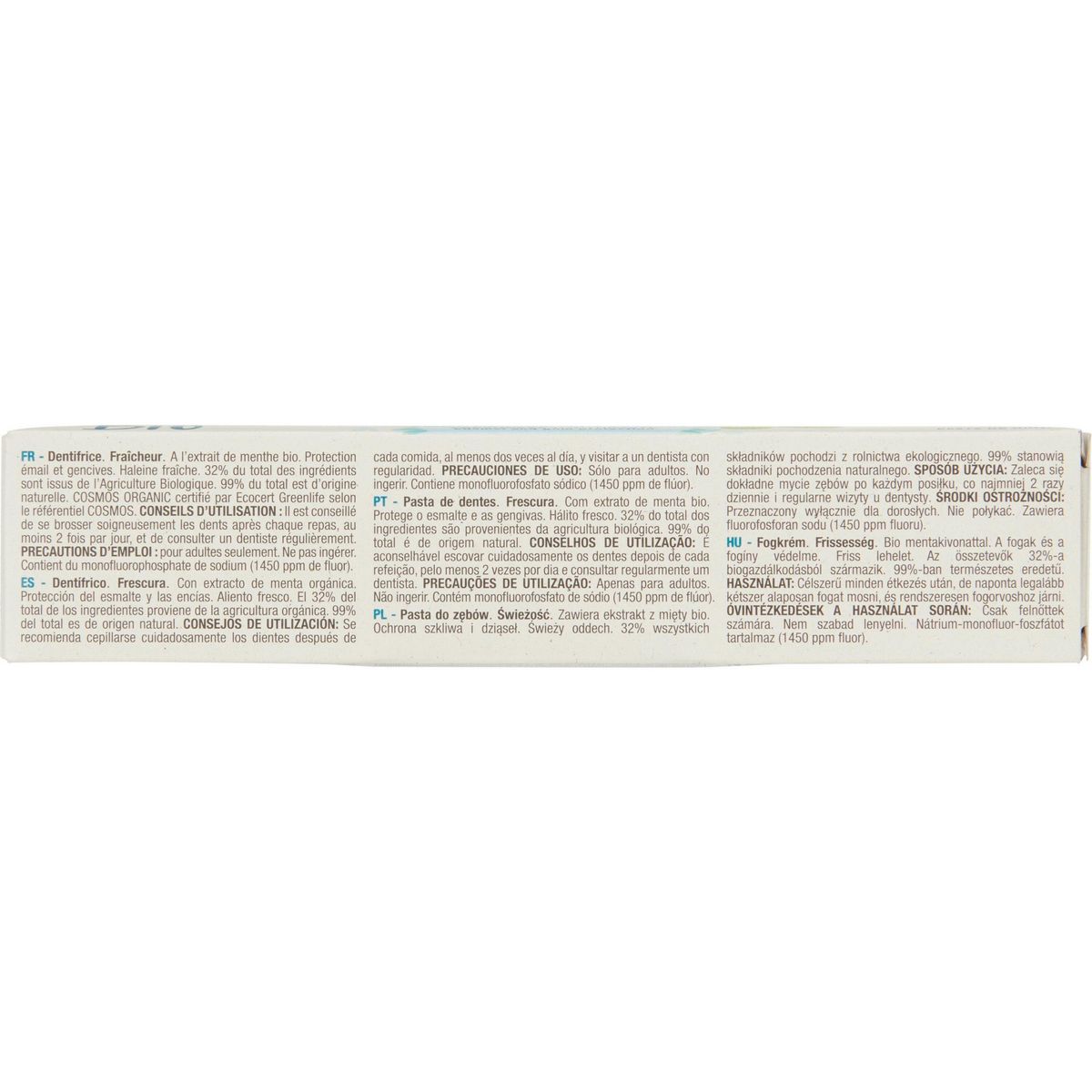 AUCHAN Dentifrice protection émail et gencives à l'extrait de menthe bio 75ml