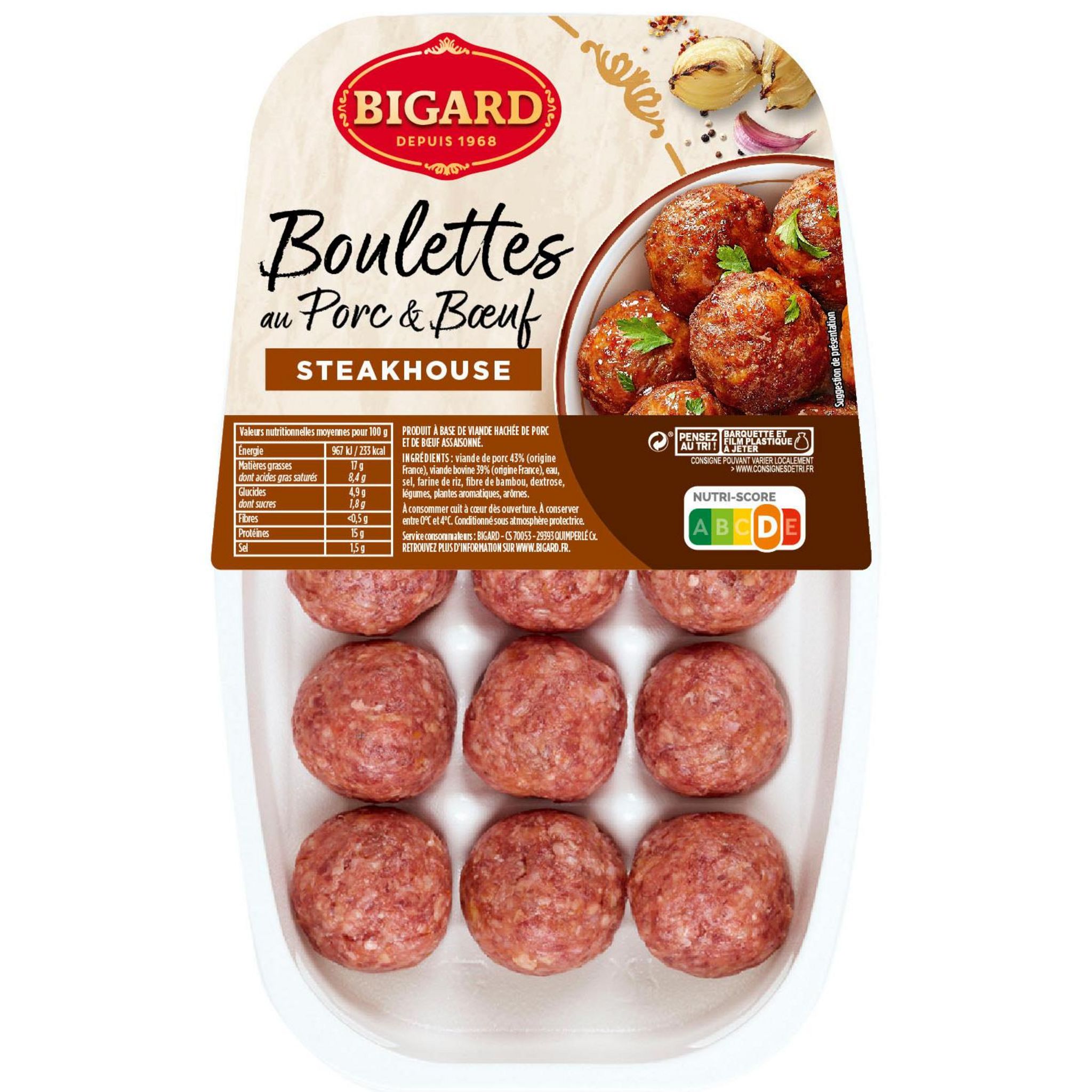 BIGARD Boulettes au Porc et Bœuf - Steakhouse 28 pièces 700g