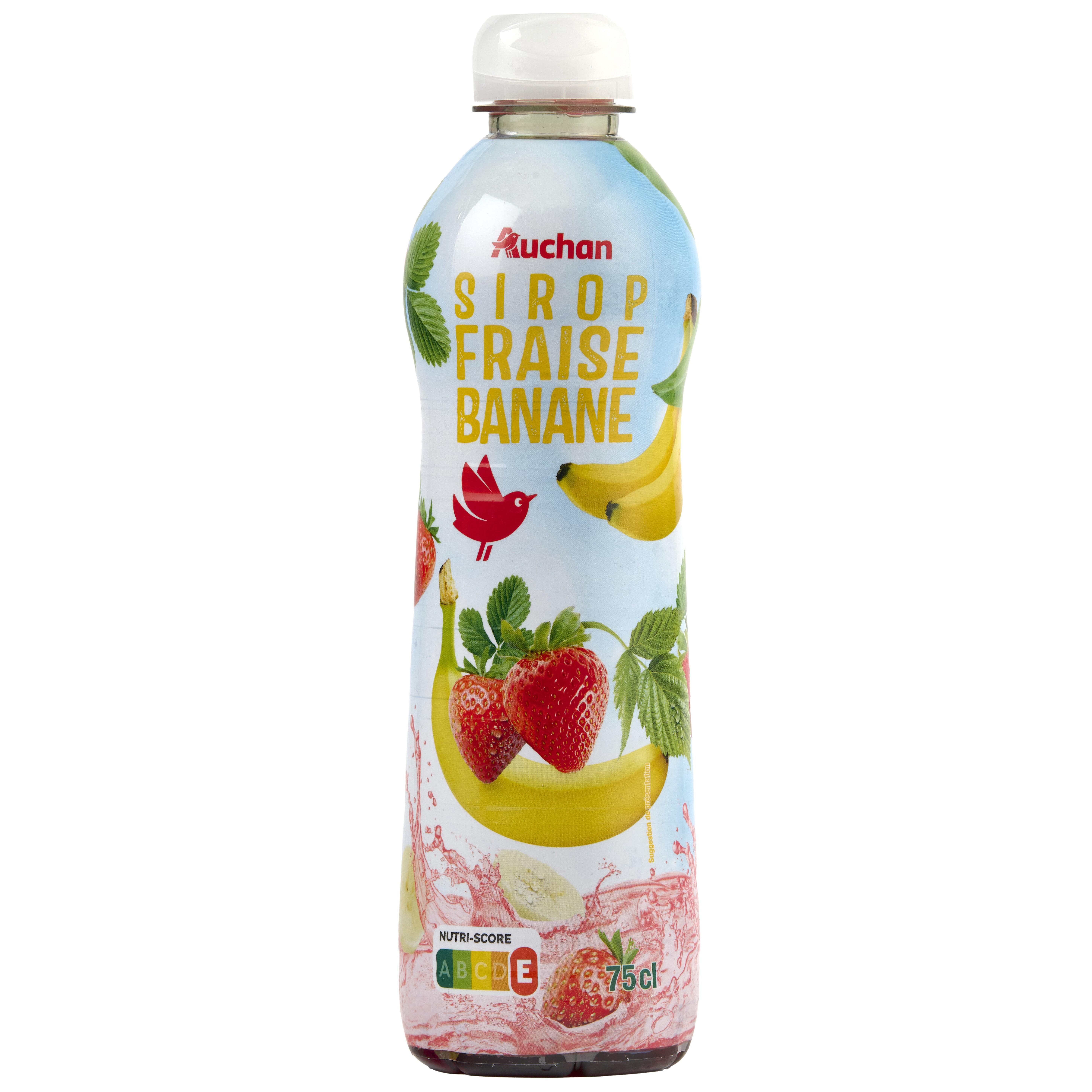 AUCHAN Sirop de fraise banane bidon plastique 75cl