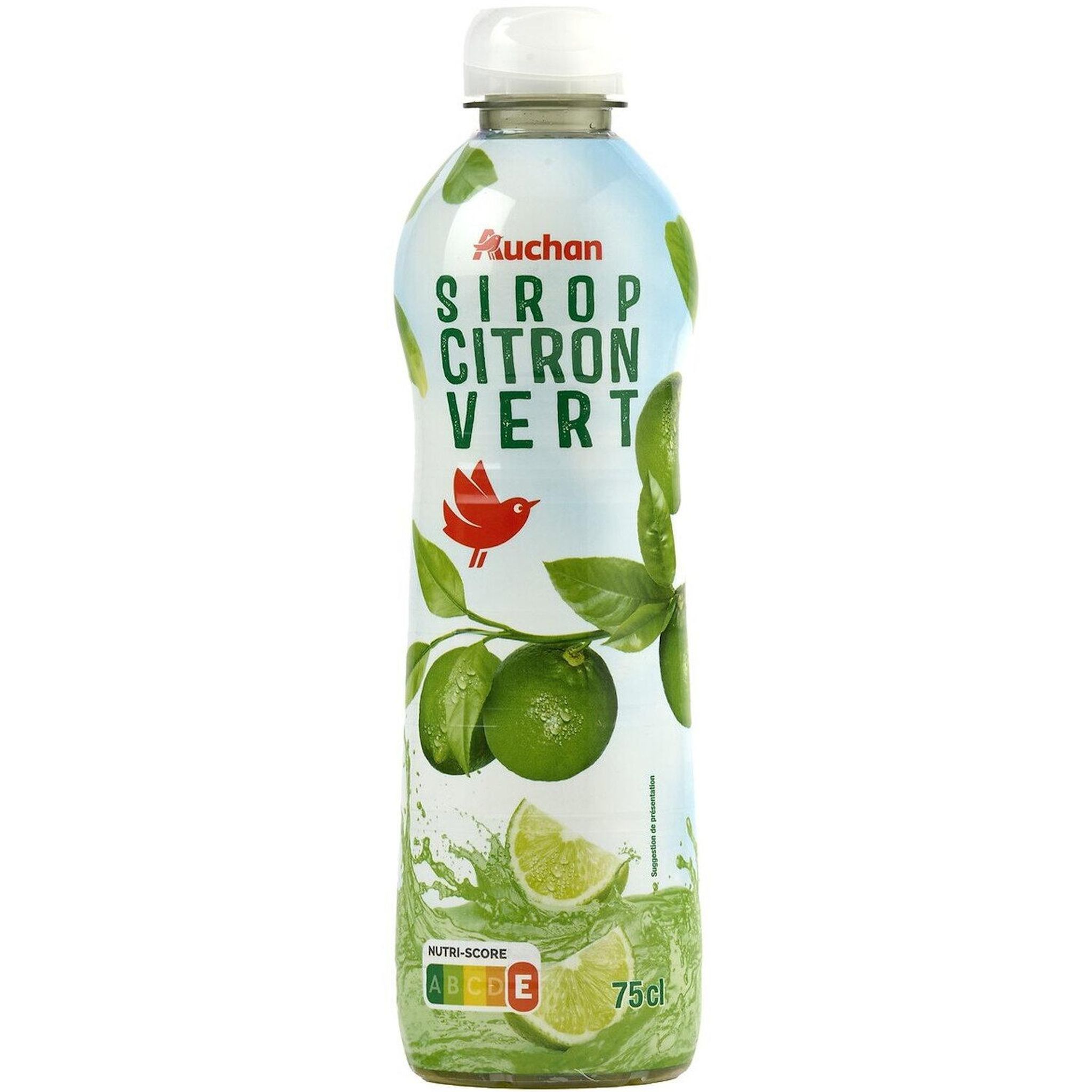 AUCHAN Sirop de citron vert bidon plastique 75cl