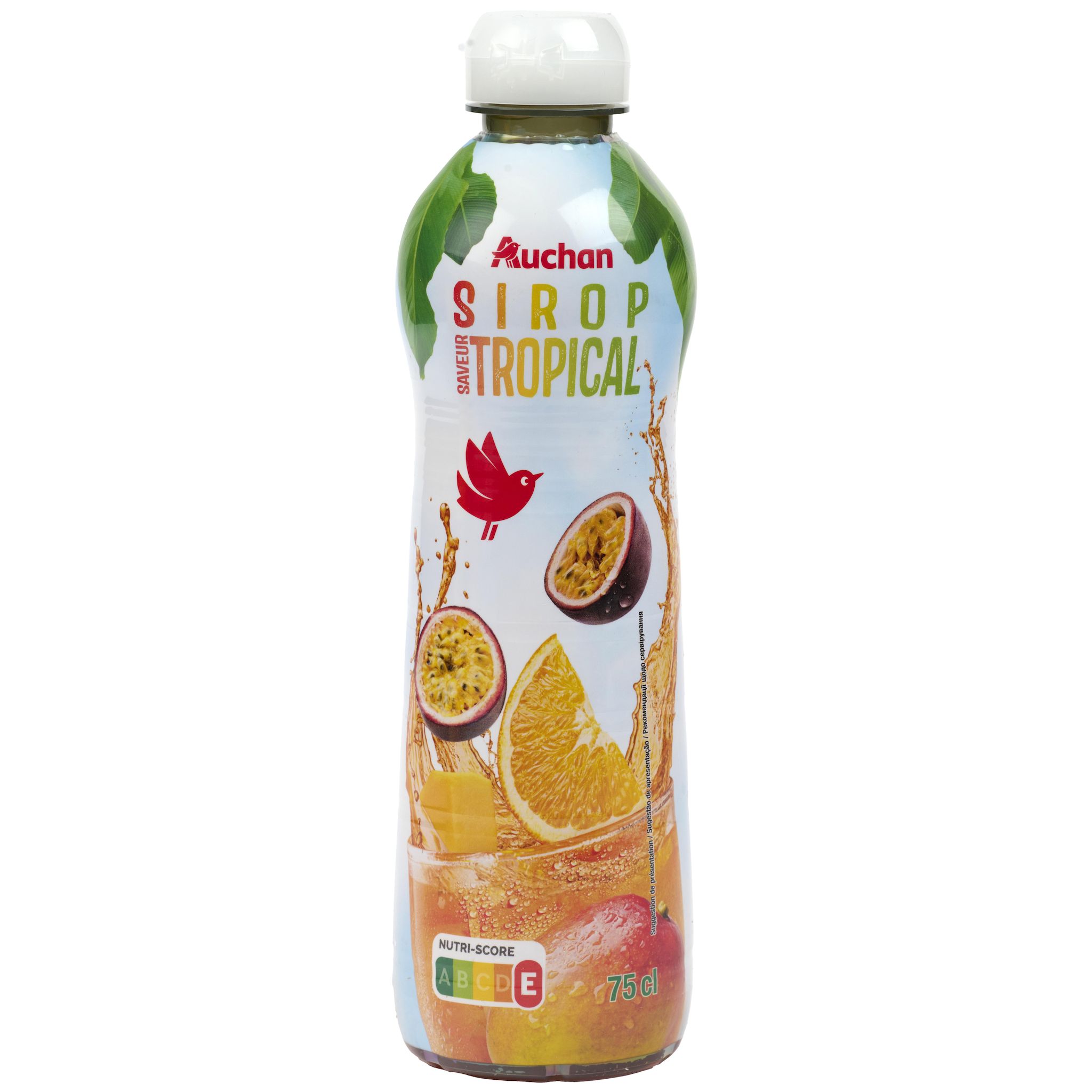 AUCHAN Sirop saveur tropical bidon plastique 75cl