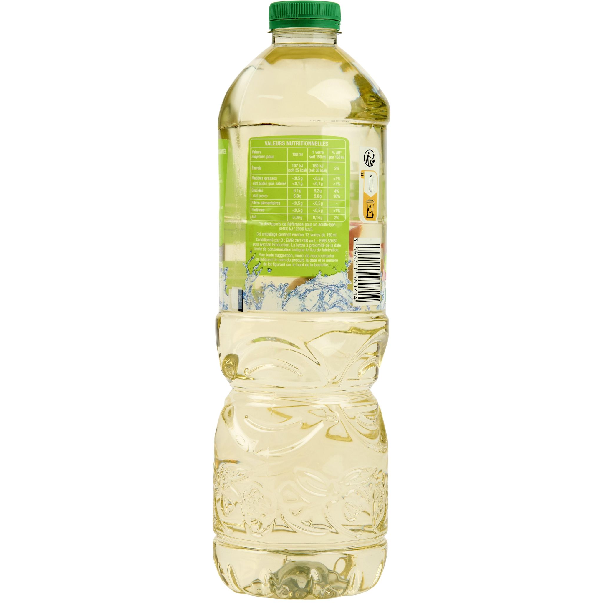 Voir la diapositive 2 : AUCHAN Boisson aux jus de fruits goût pomme kiwi 2l