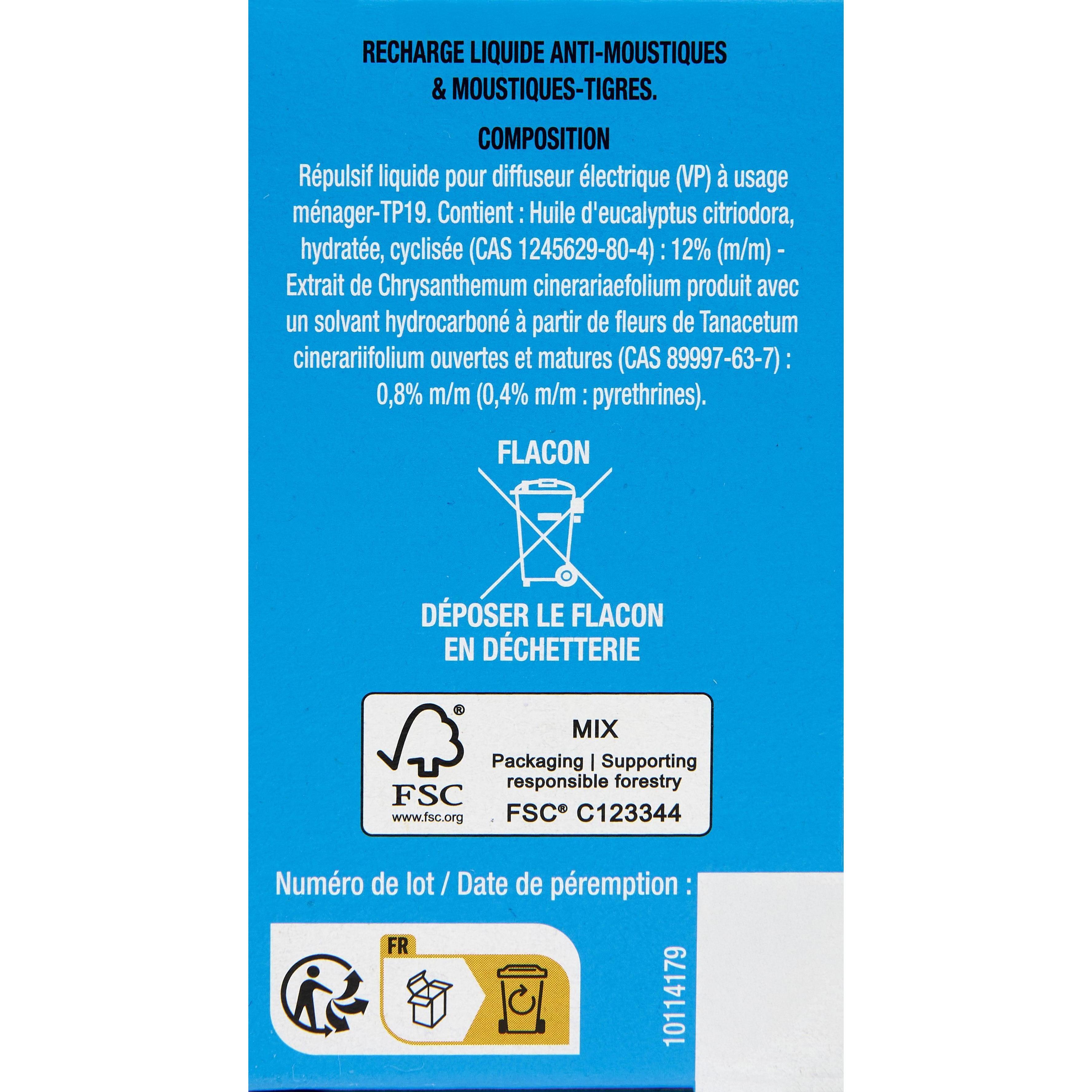 Voir la diapositive 2 : AUCHAN Recharge diffuseur anti-moustiques 30ml
