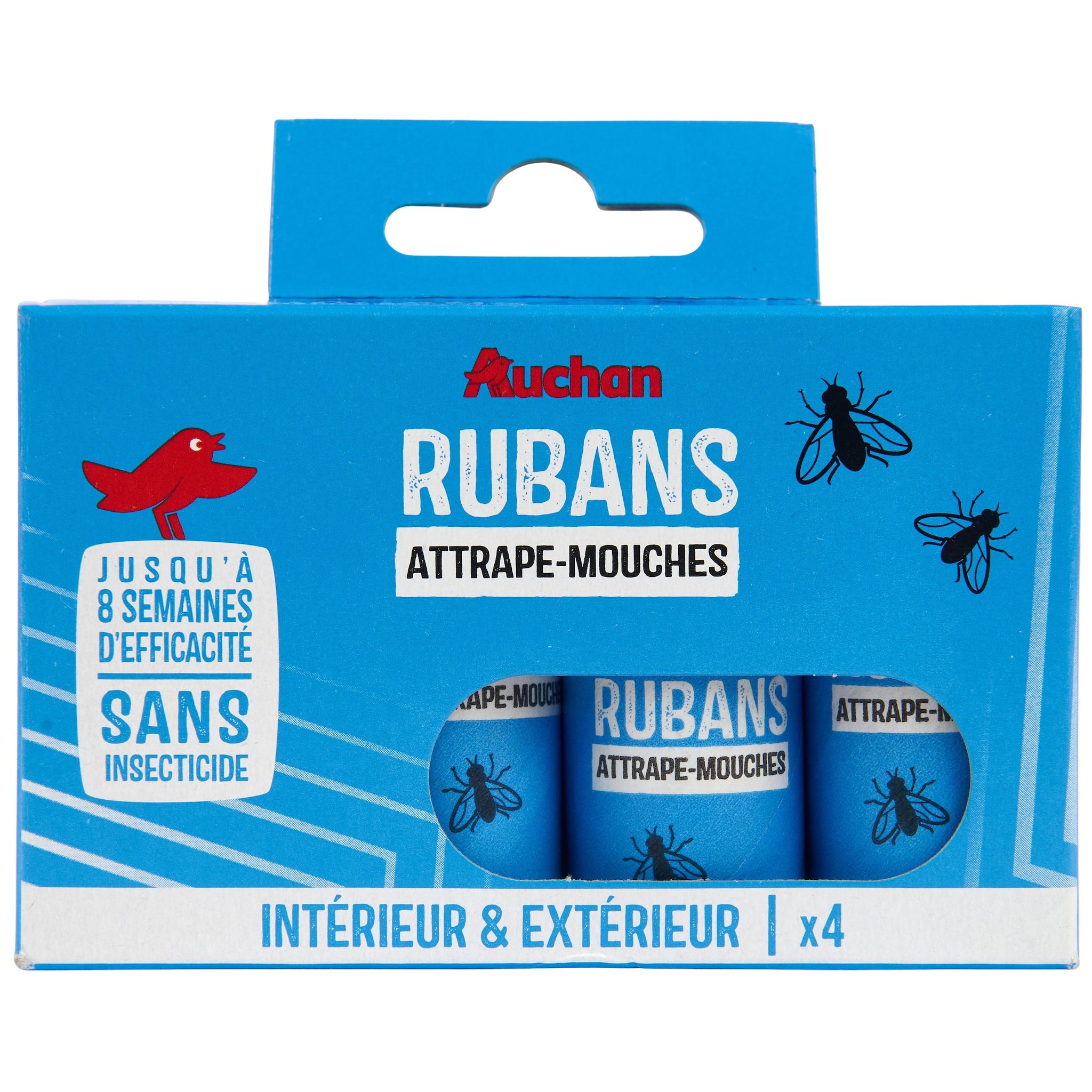 AUCHAN Rubans adhésifs attrape mouche sans insecticide 4 pièces