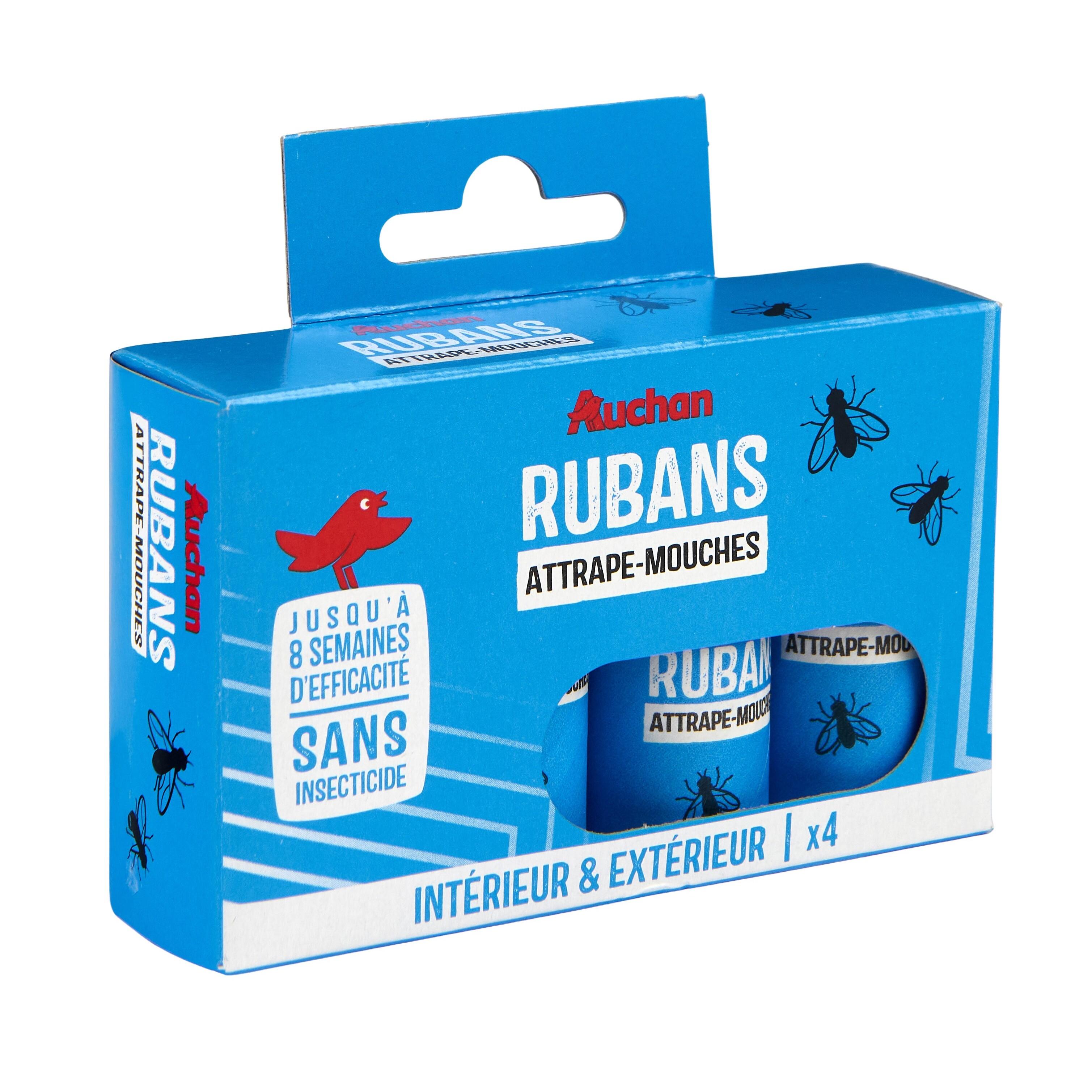 Voir la diapositive 2 : AUCHAN Rubans adhésifs attrape mouche sans insecticide 4 pièces