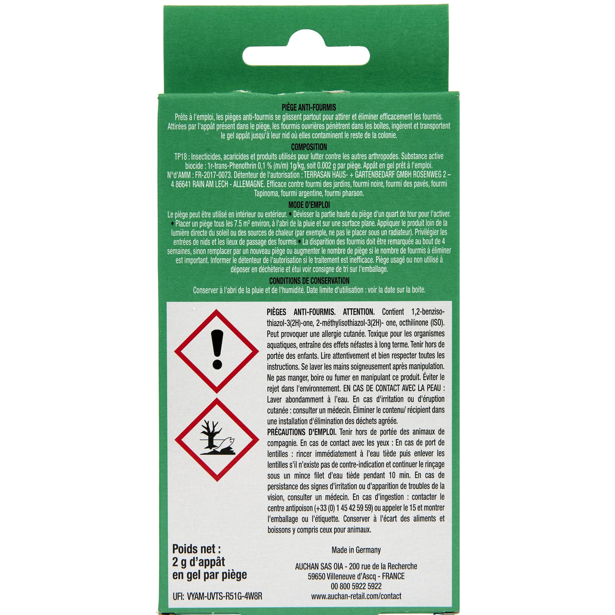 Voir la diapositive 2 : AUCHAN Boite piège à fourmis prêt à l'emploi x2