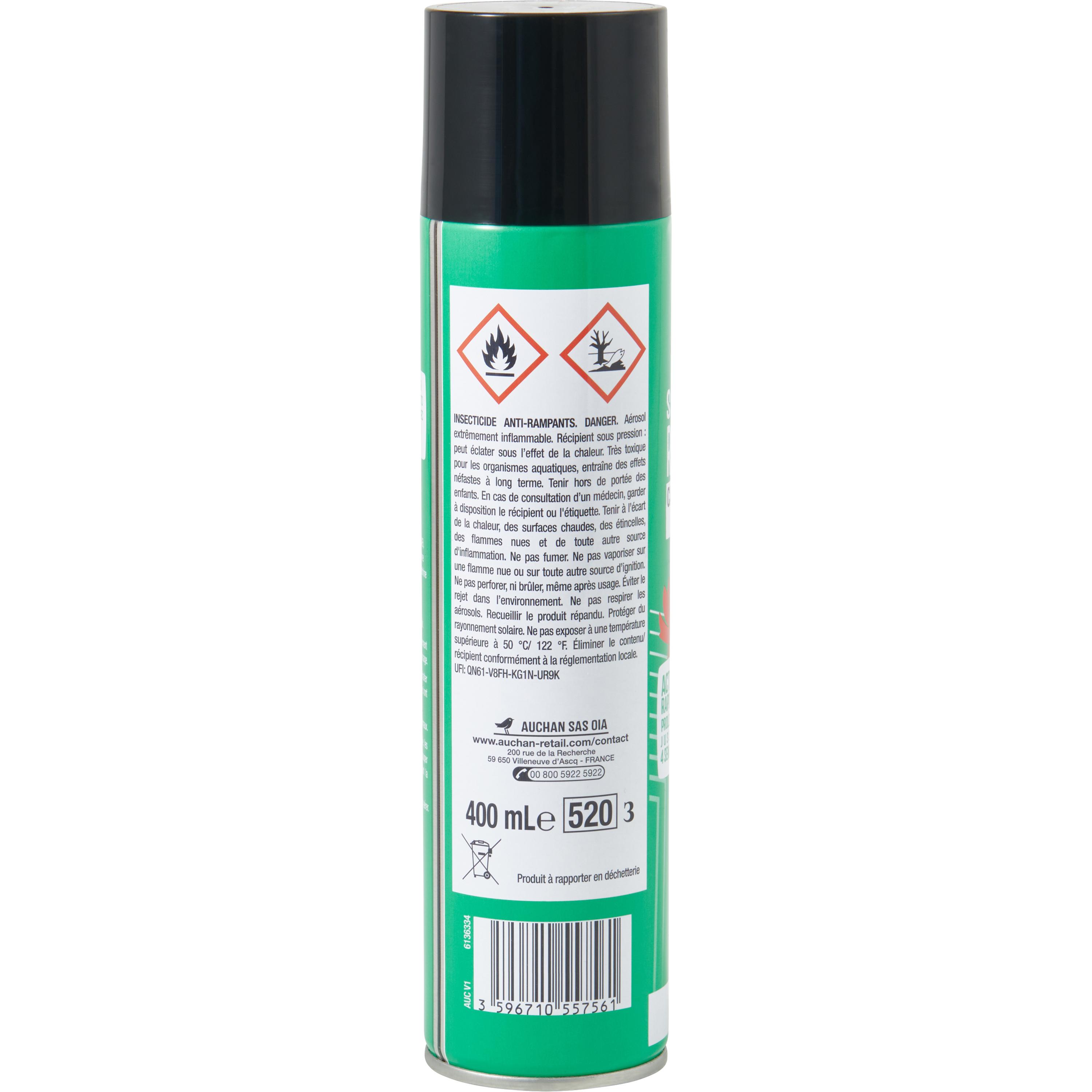 Voir la diapositive 2 : AUCHAN Spray insecticide anti-cafards et fourmis 400ml