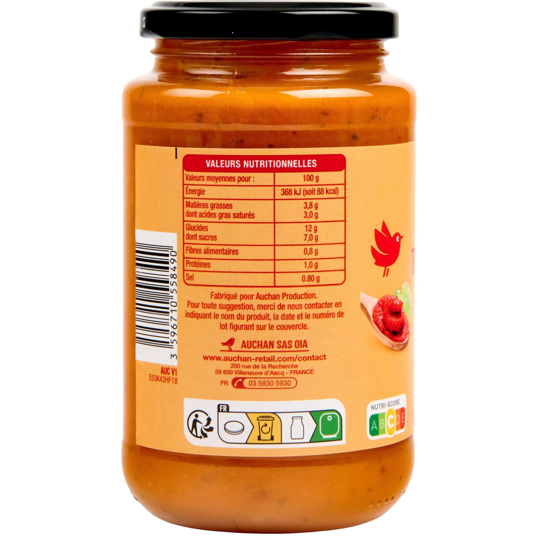 Voir la diapositive 2 : AUCHAN Sauce saveur thaï curry 400g