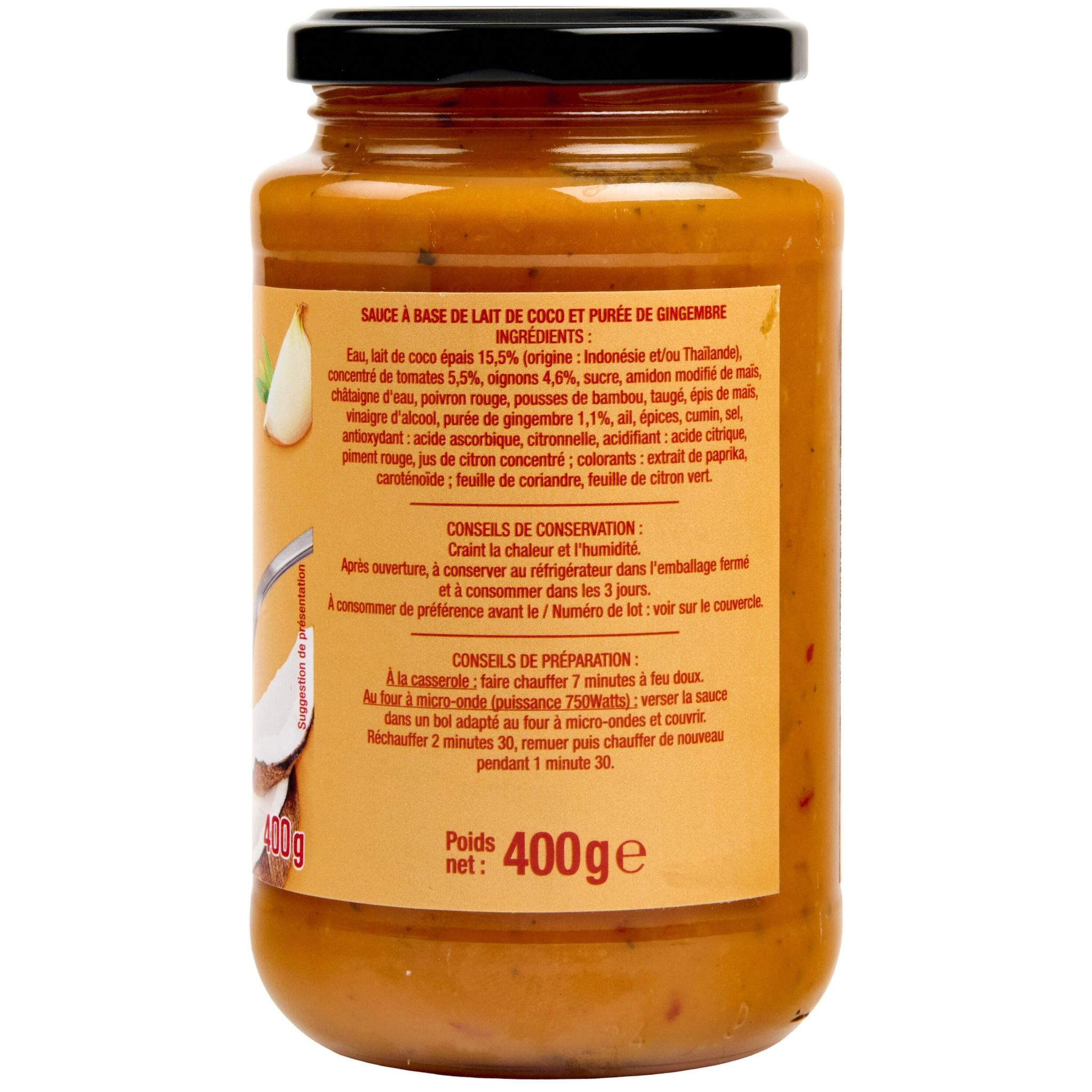 Voir la diapositive 3 : AUCHAN Sauce saveur thaï curry 400g