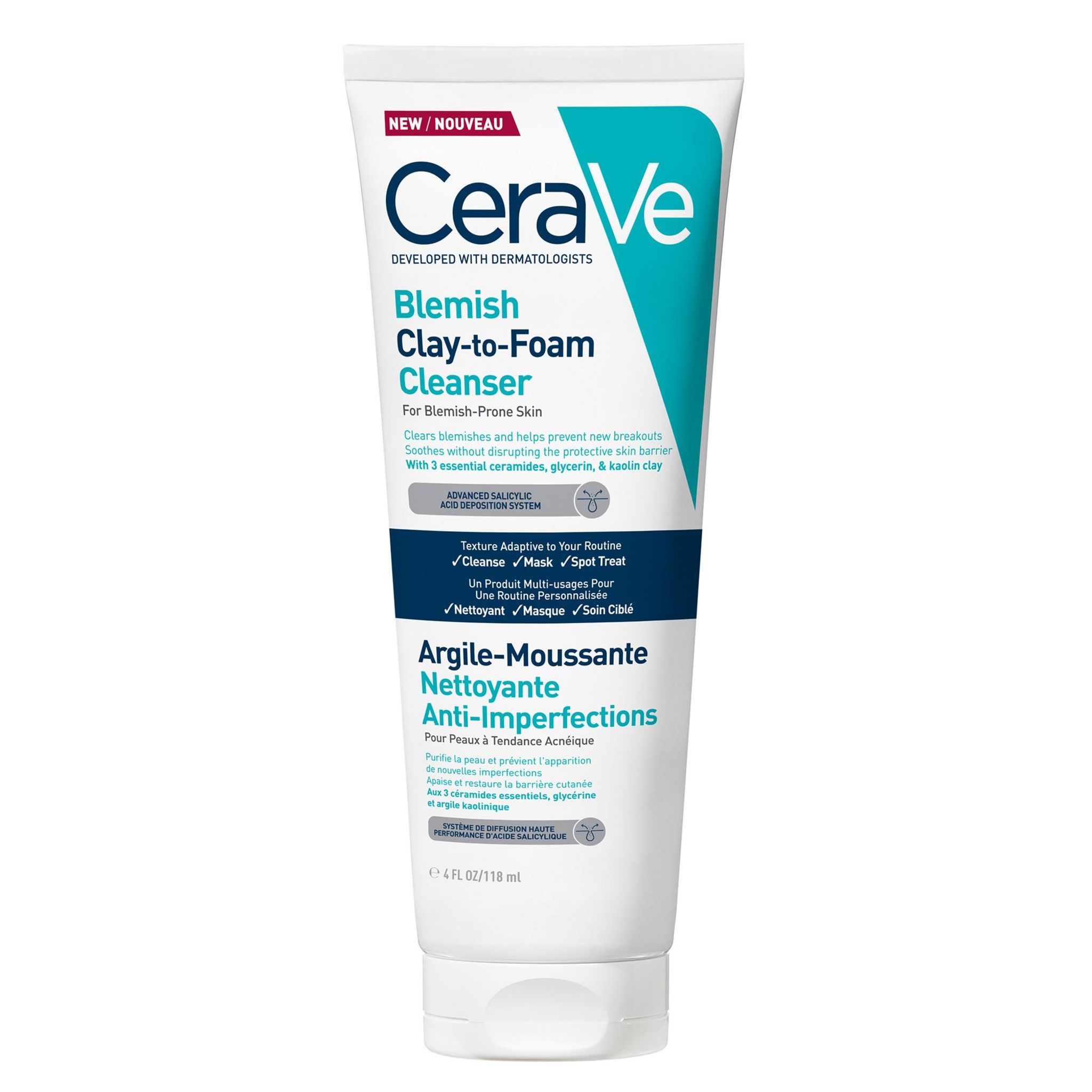 CERAVE Nettoyant anti imperfections argile moussante 118ml