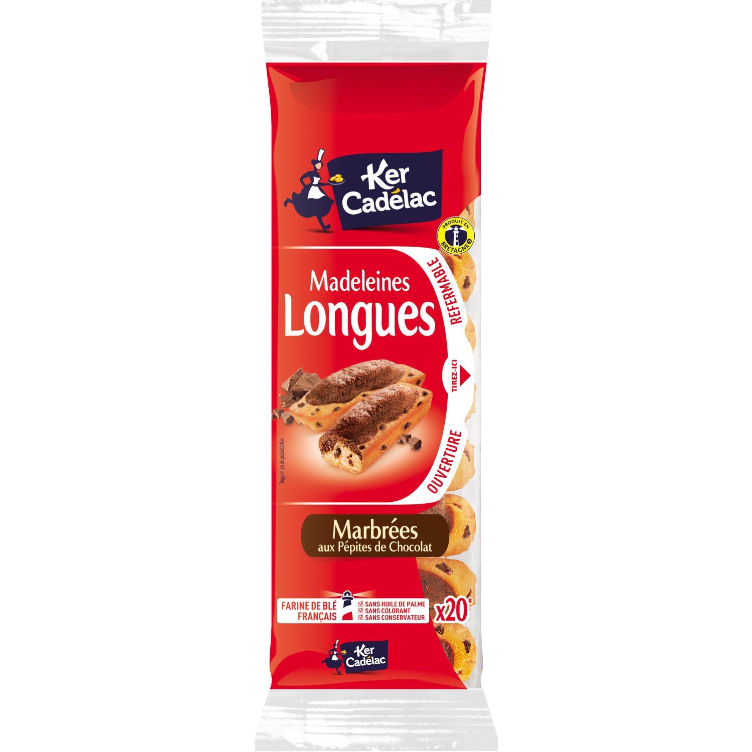 KER CADELAC Madeleines longues marbrées aux pépites de chocolat 220g