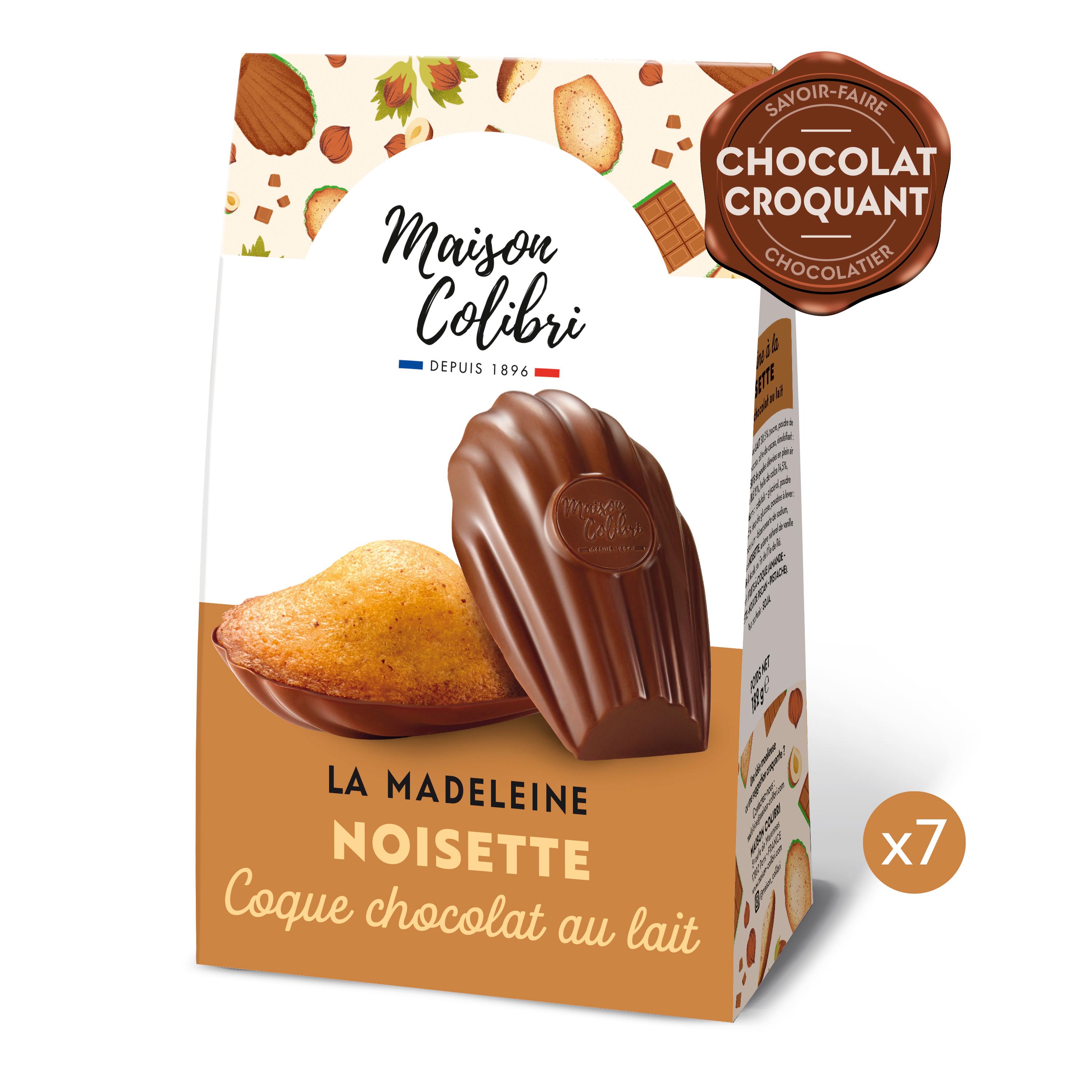 MAISON COLIBRI Madeleines à la noisette nappées au chocolat au lait 182g