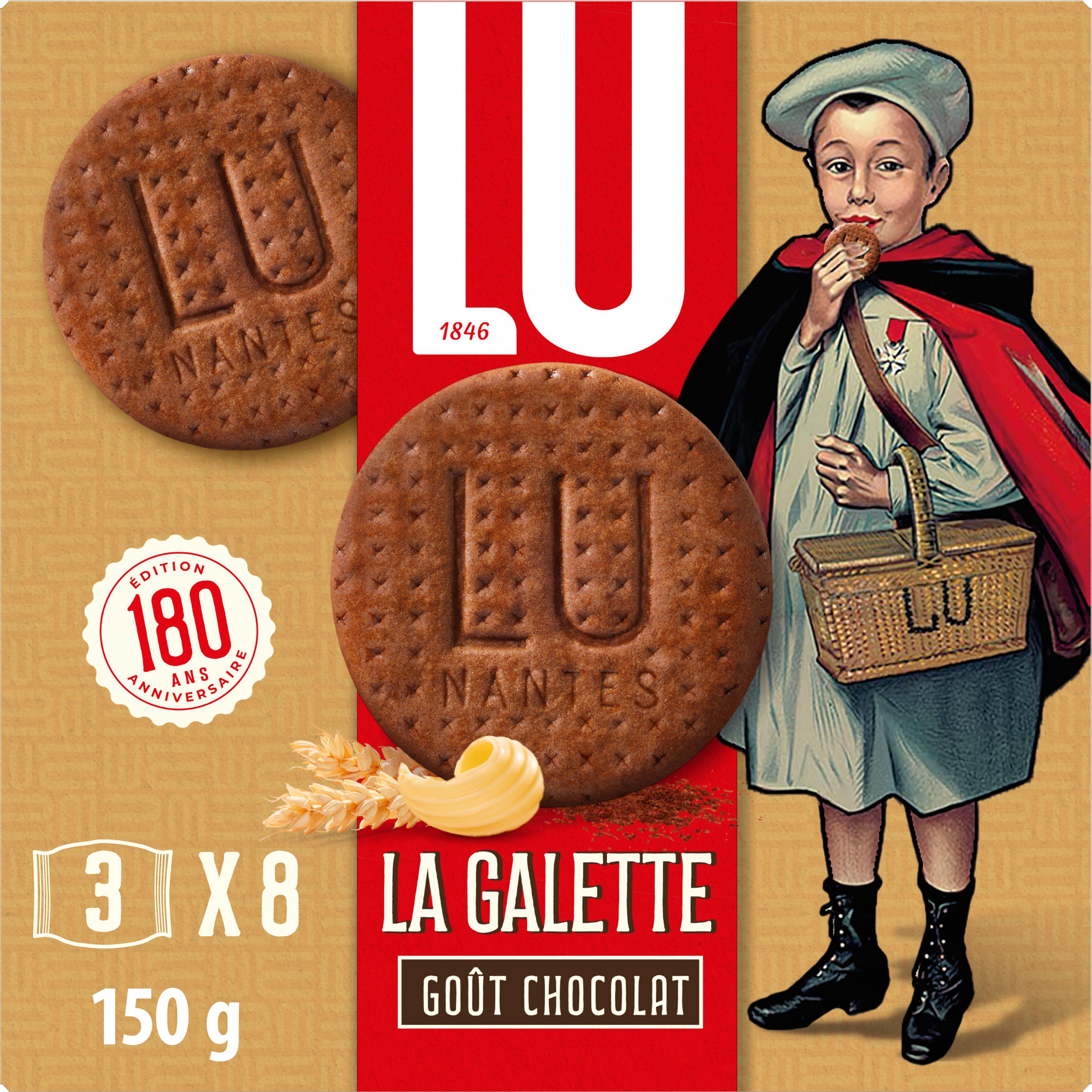 LU Biscuits galettes au chocolat sachets individuels 8x3 biscuits 150g
