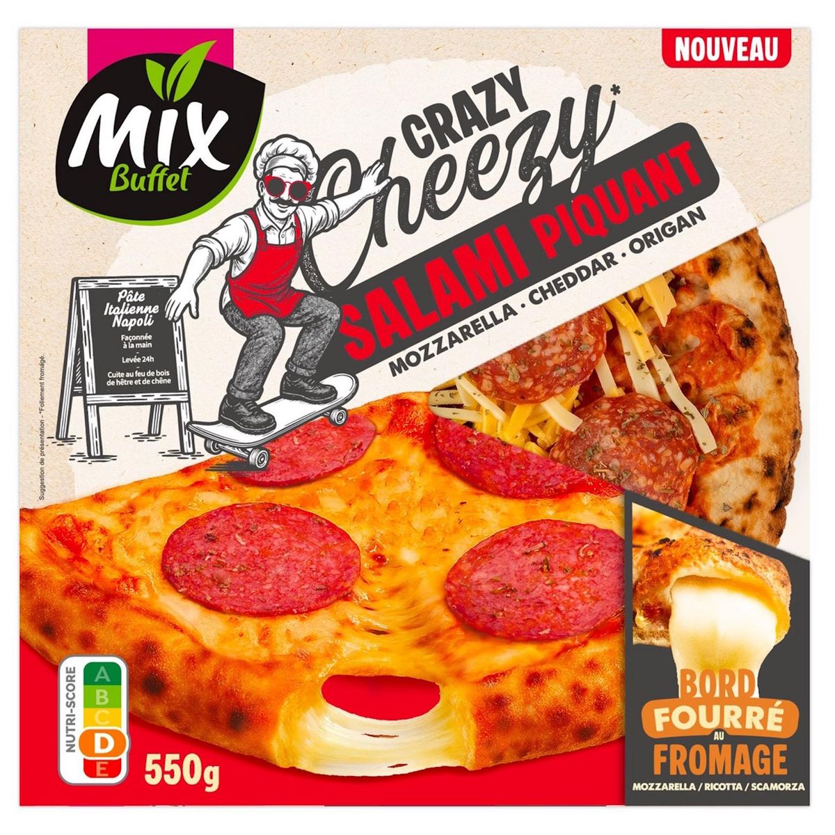 MIX BUFFET Pizza cheezy salami piquant mozzarella cheddar origan 550g