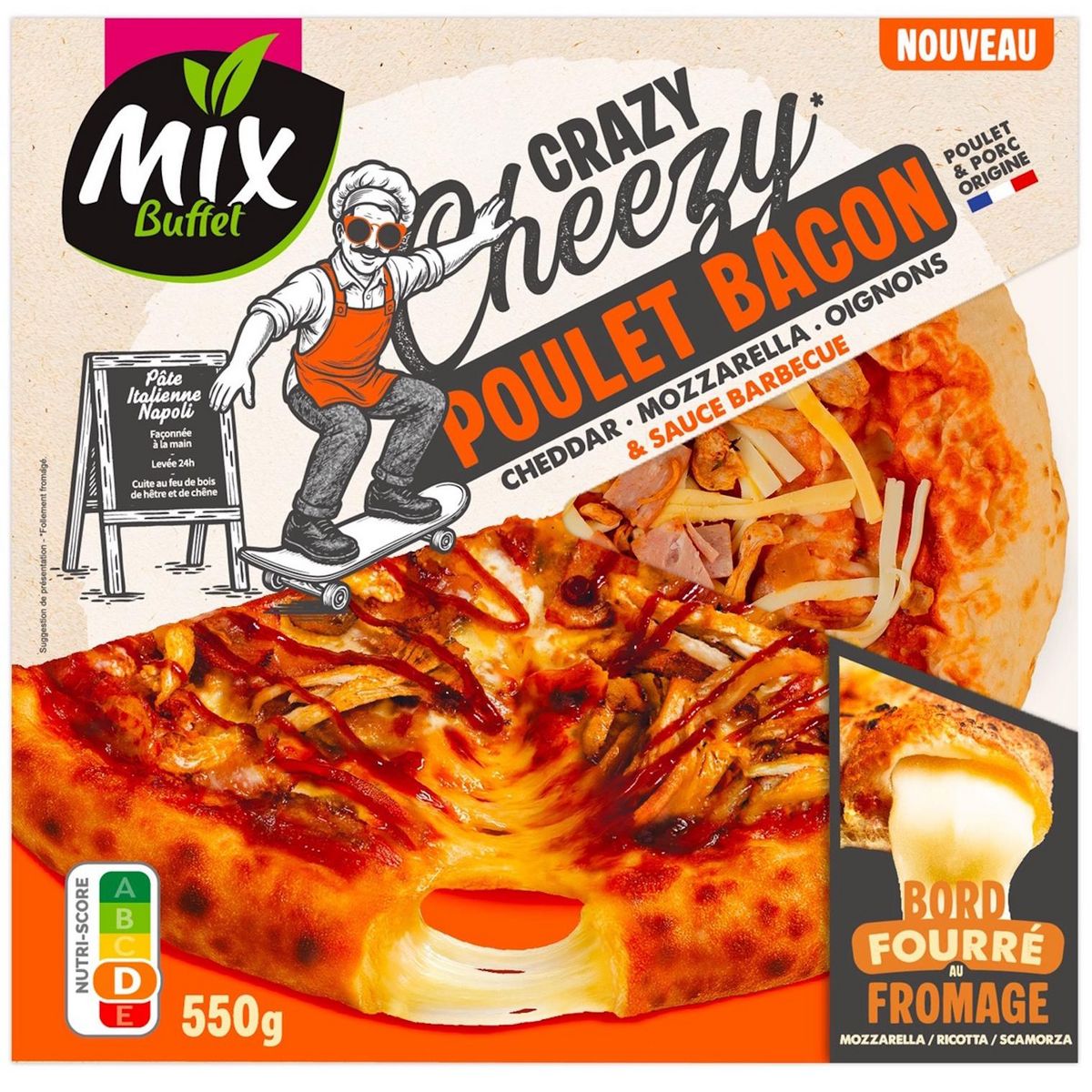MIX BUFFET Pizza crazy cheezy poulet bacon sauce barbecue 550g