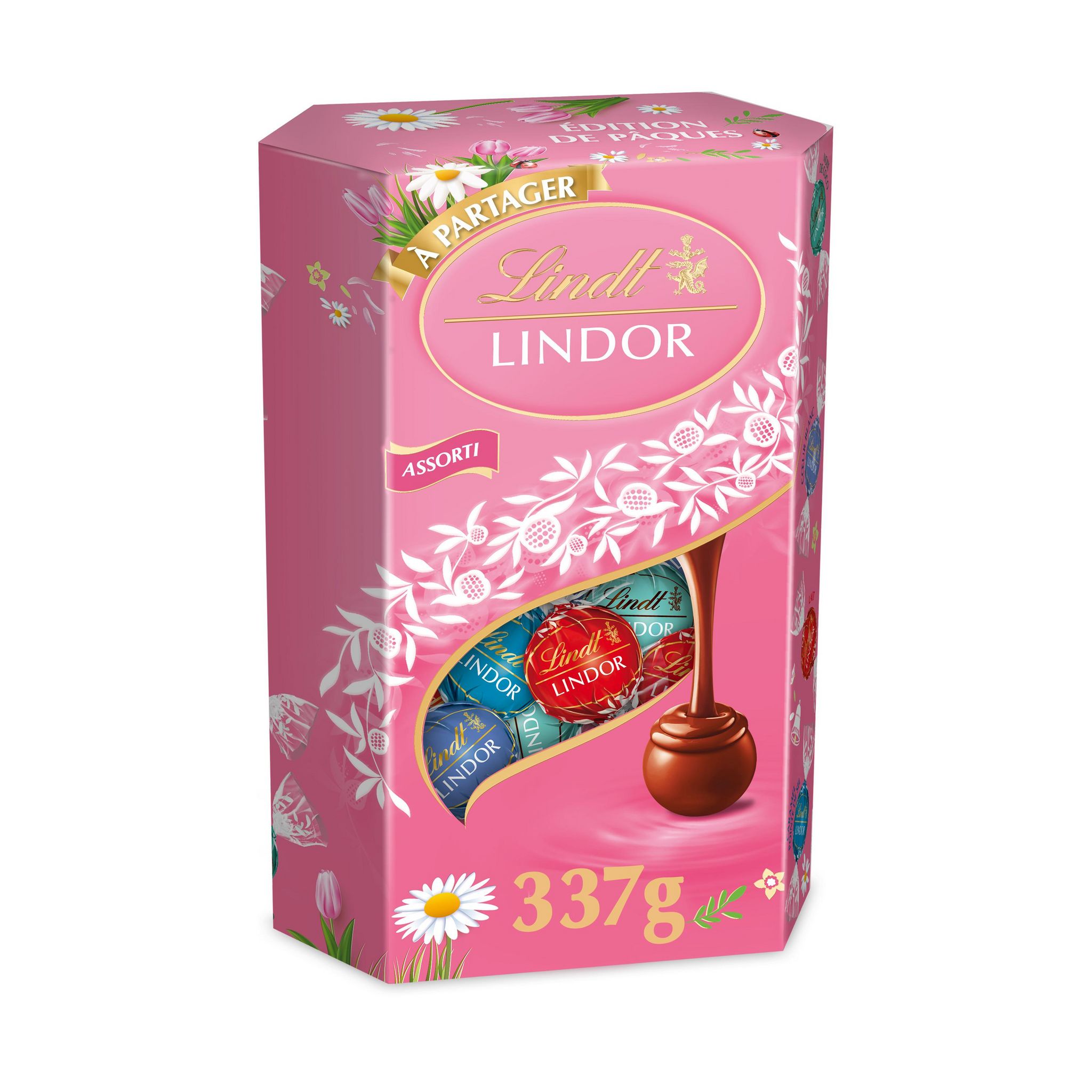 LINDT Lindor assortiment de bouchées de chocolat au lait fourrés de suprêmes fondants 337g