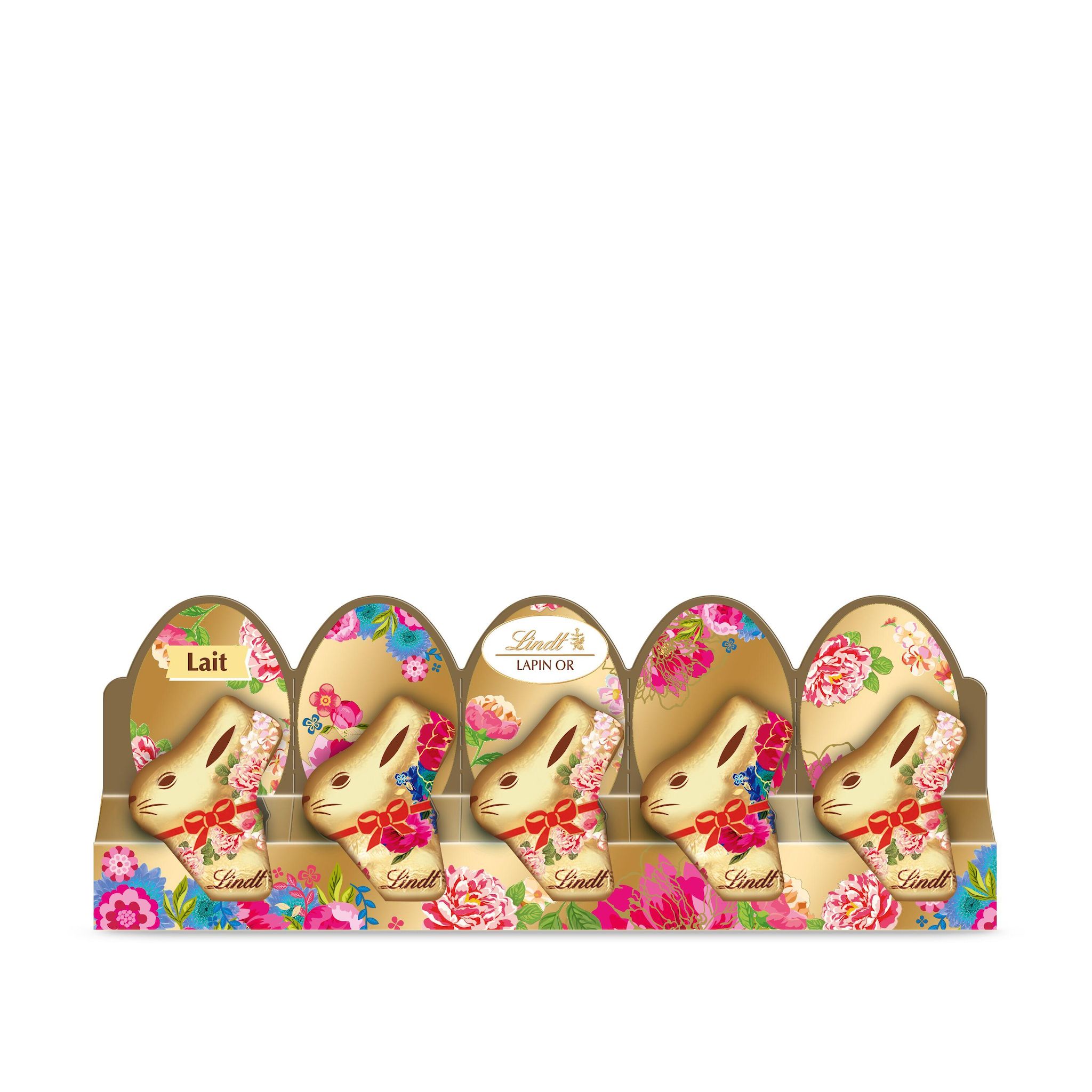 LINDT Lapin or au chocolat au lait 5 lapins 5x10g