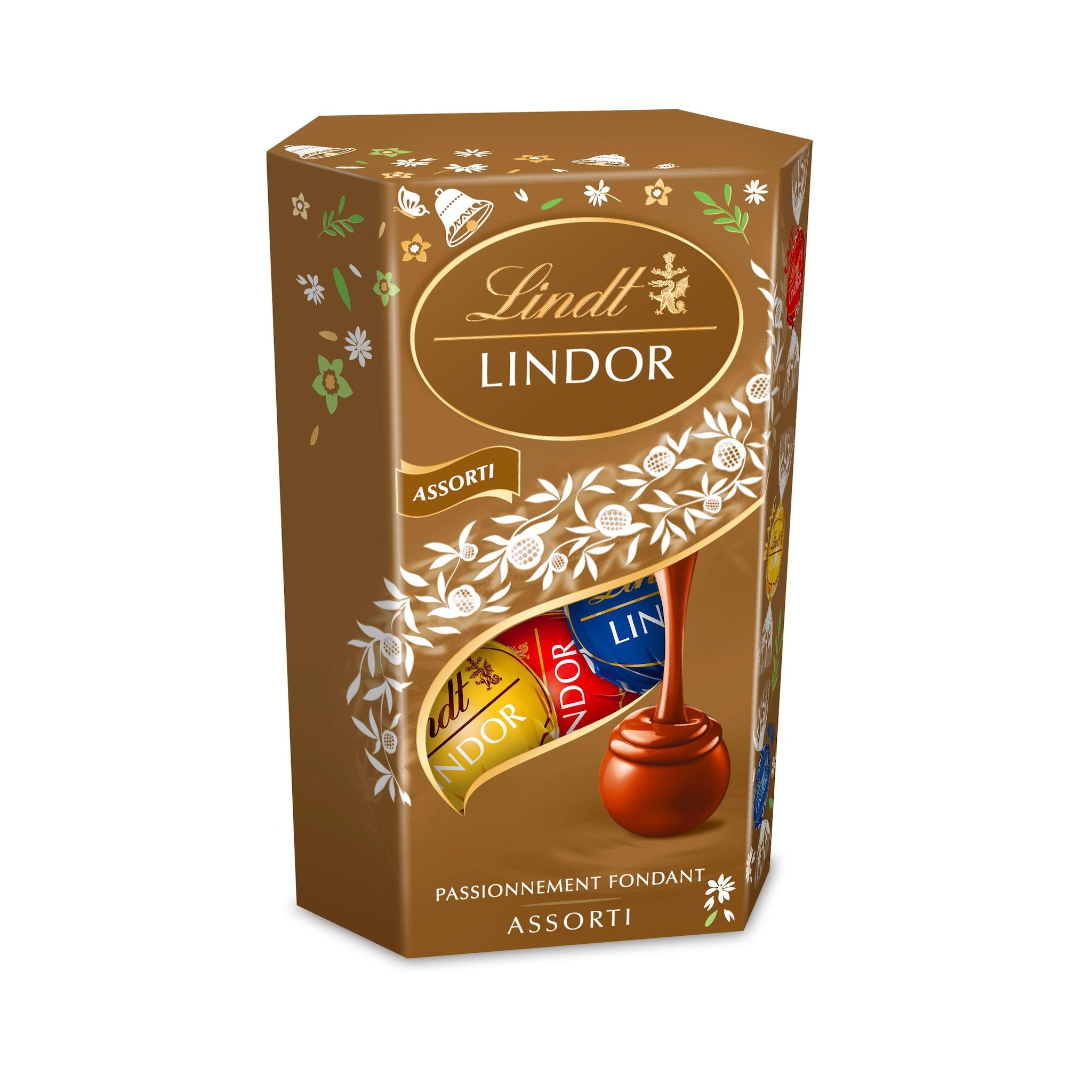 LINDT Lindor assortiment de bouchées de chocolats au lait, noir et blanc fourrés de suprêmes fondants 87g