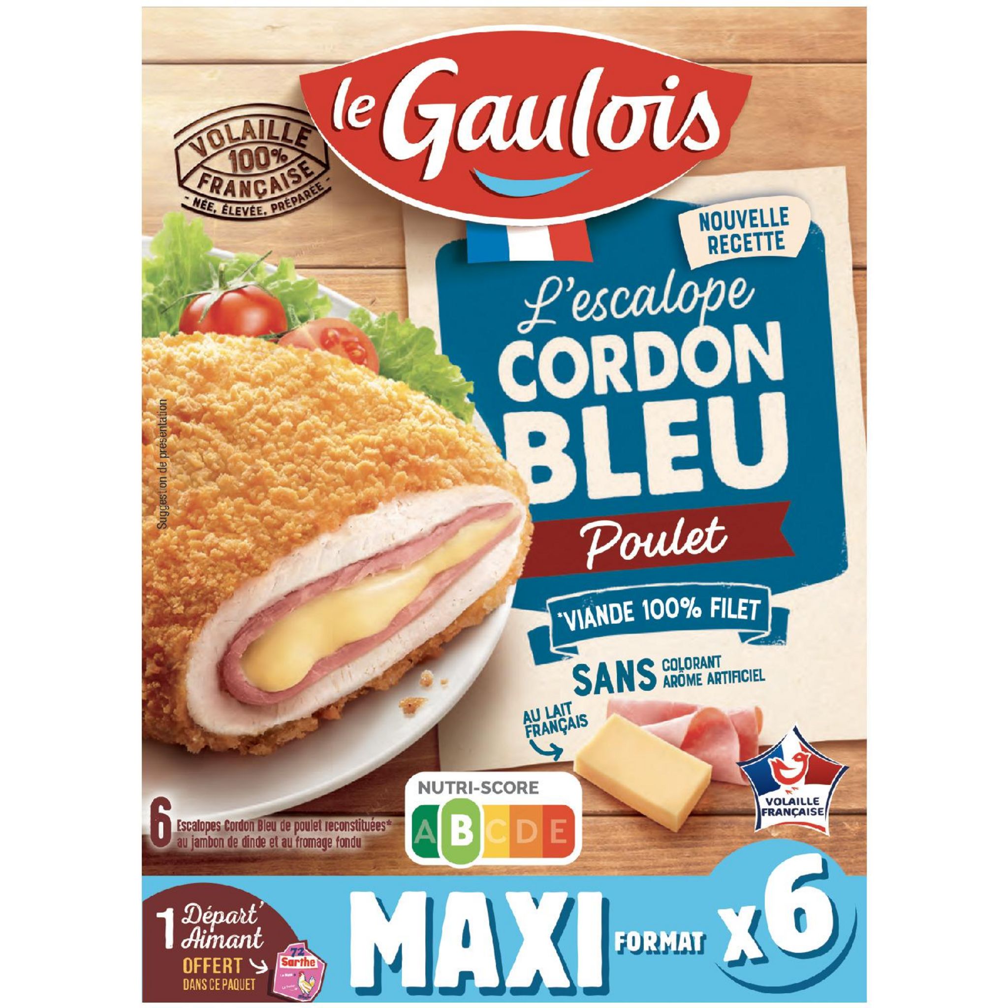 LE GAULOIS L'escalope cordon bleu de poulet 6 pièces 600g