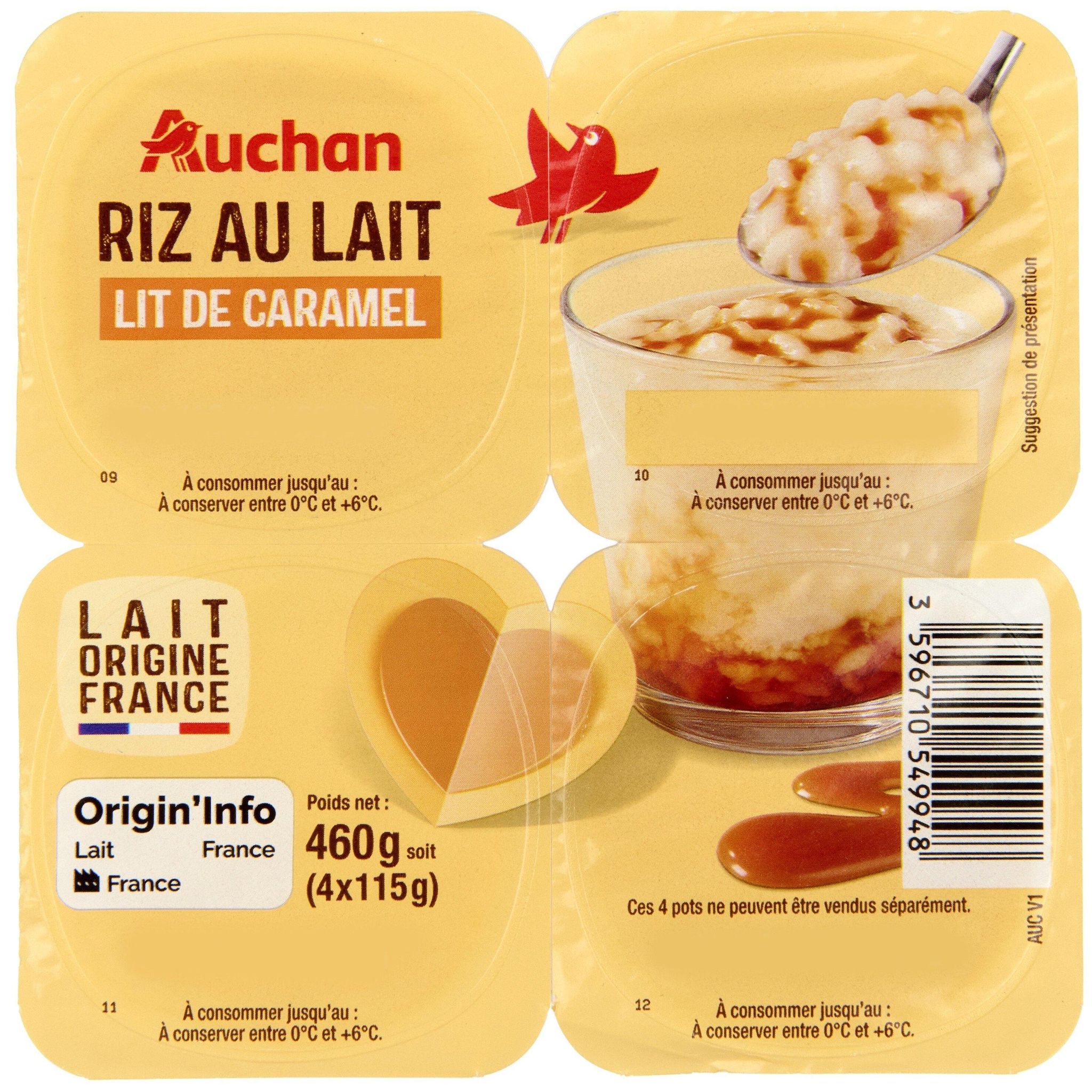 AUCHAN Crème dessert sur lit de caramel 4x115g