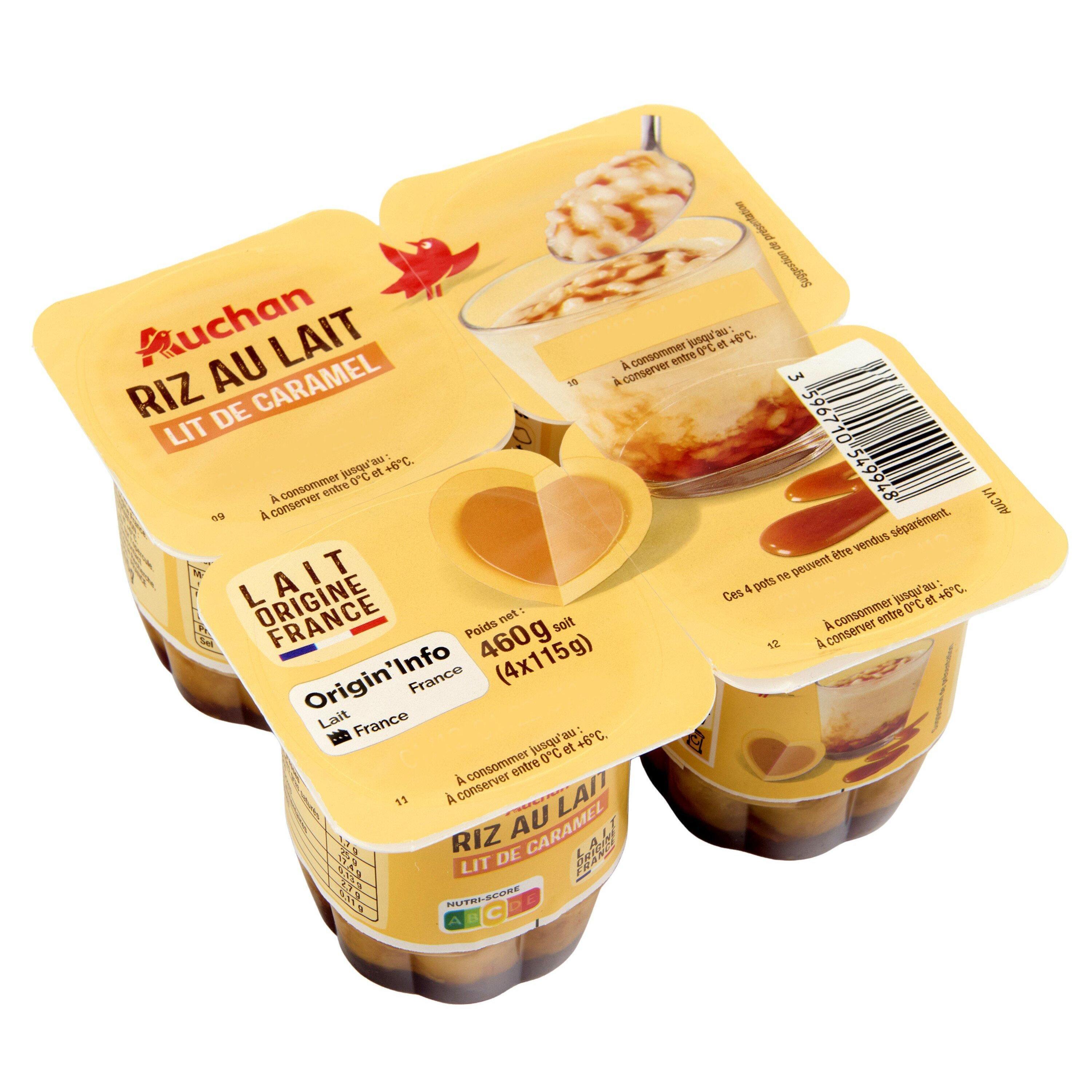 Voir la diapositive 3 : AUCHAN Riz au lait sur lit de caramel 4x115g