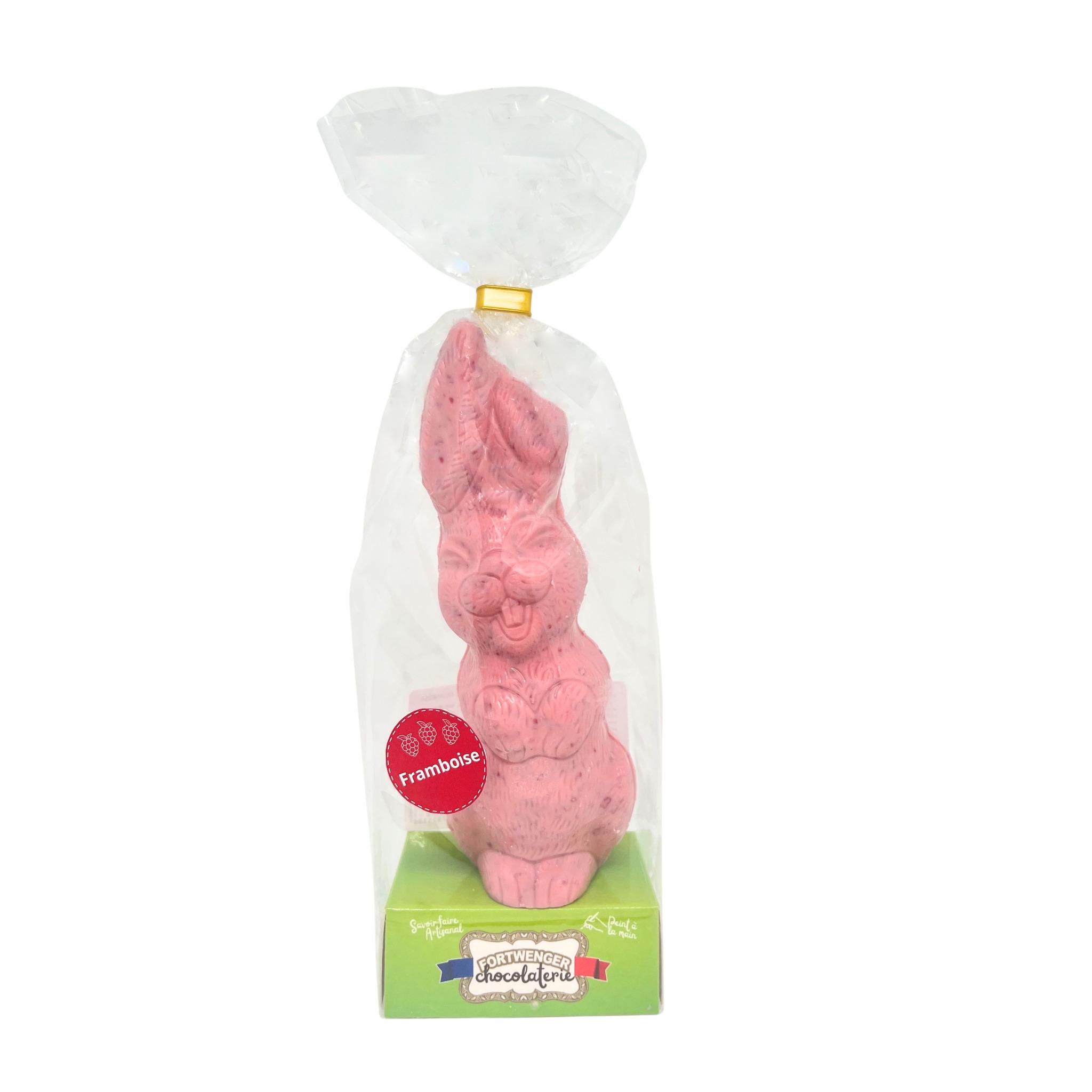 FORTWENGER Lapin moulé au chocolat blanc et framboise 250g