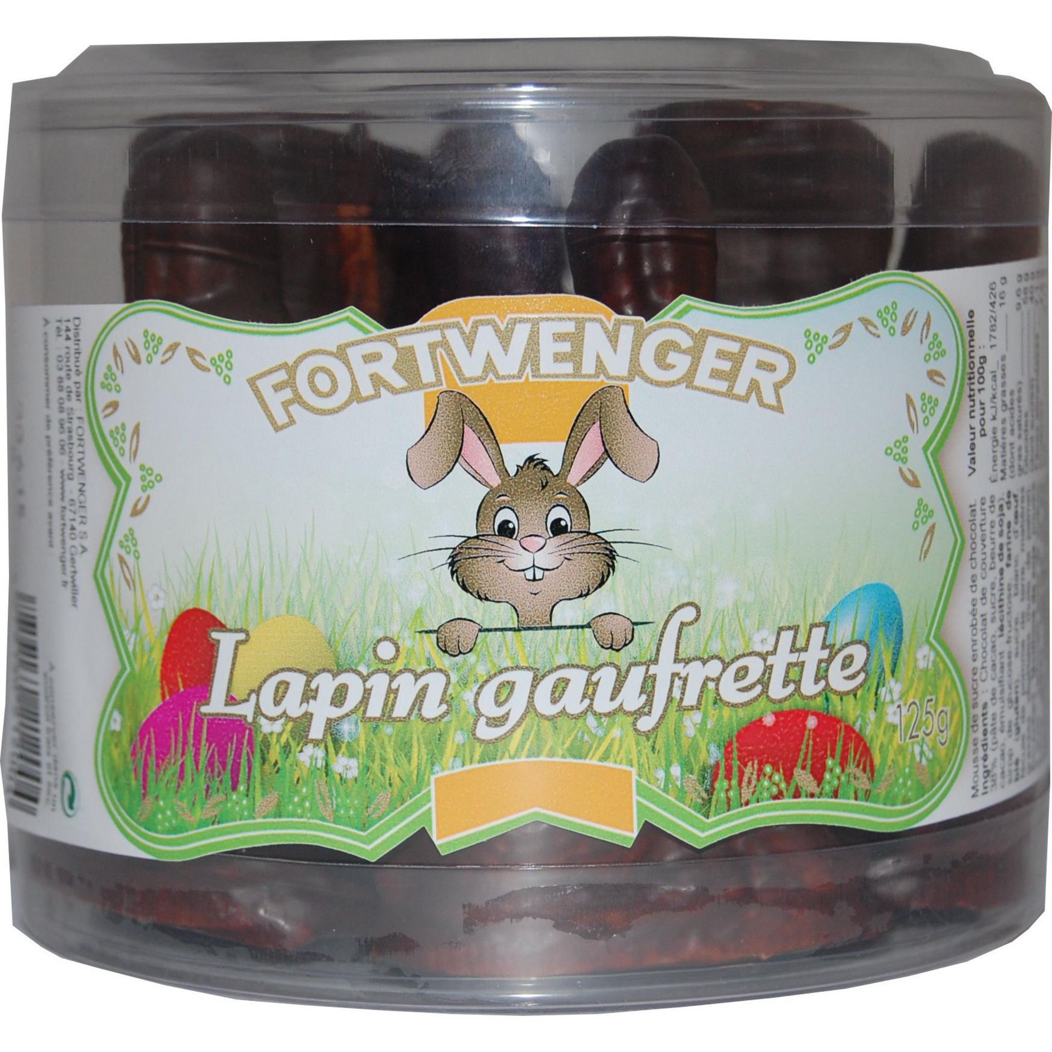 FORTWENGER Gaufrette fourrée de chocolat au lait en forme de lapin 150g
