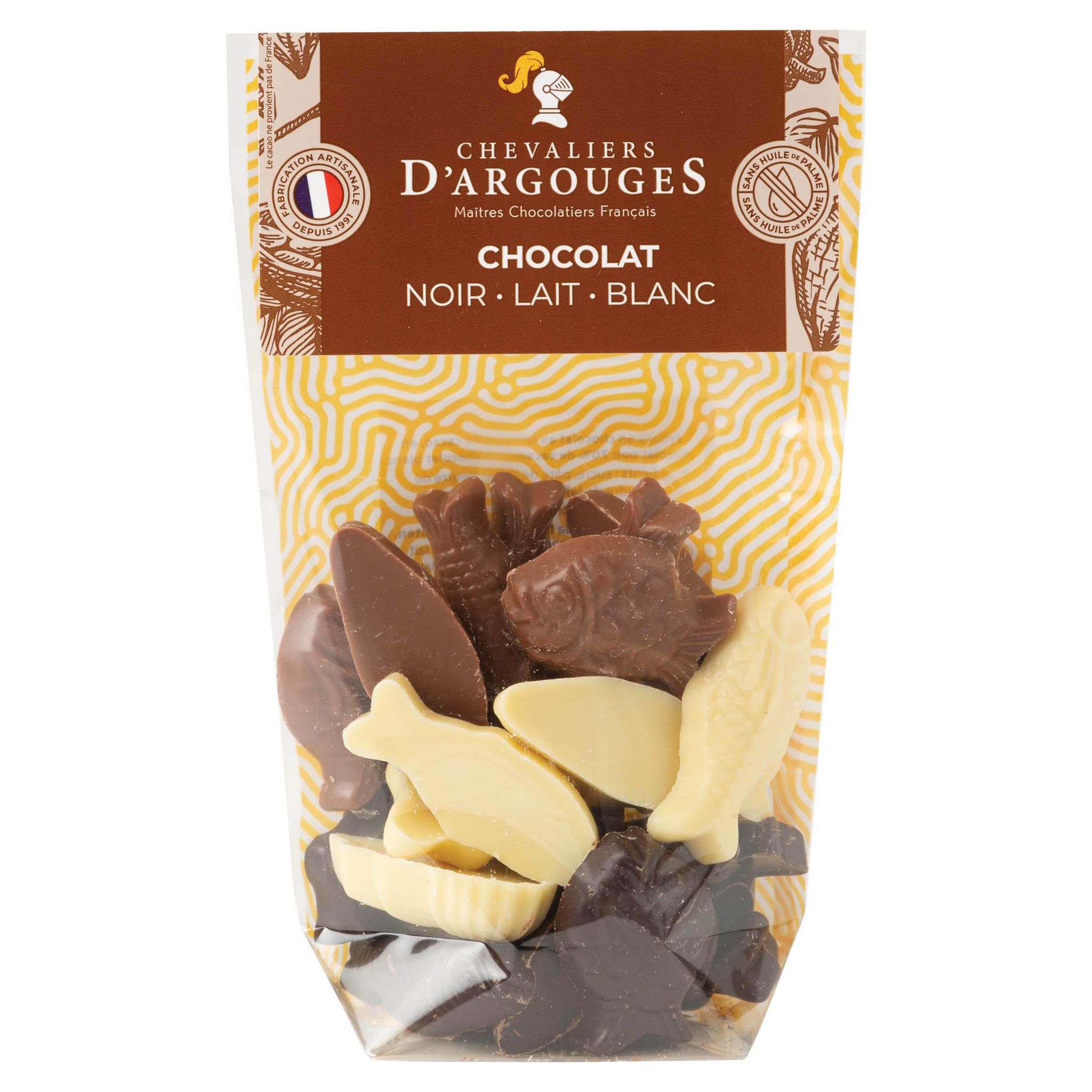 CHEVALIERS D'ARGOUGES Assortiment de fritures enrobées aux trois chocolats 120g