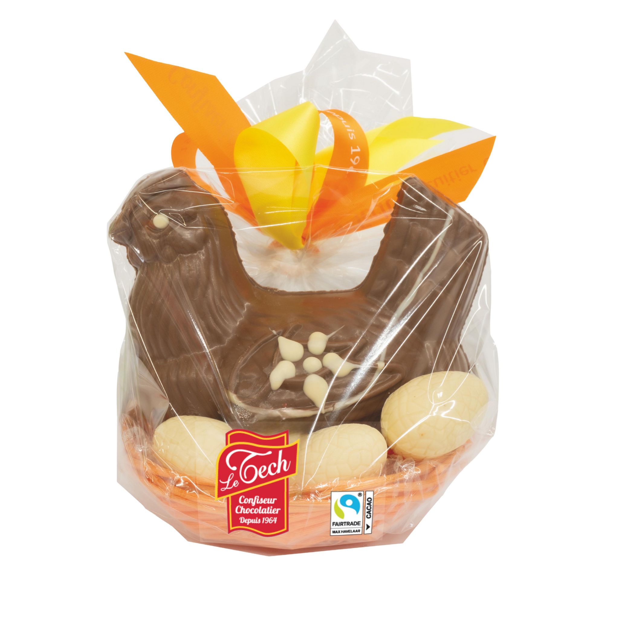 LE TECH Poule chocolat au lait 32% cacao et oeufs Fairtrade 200g
