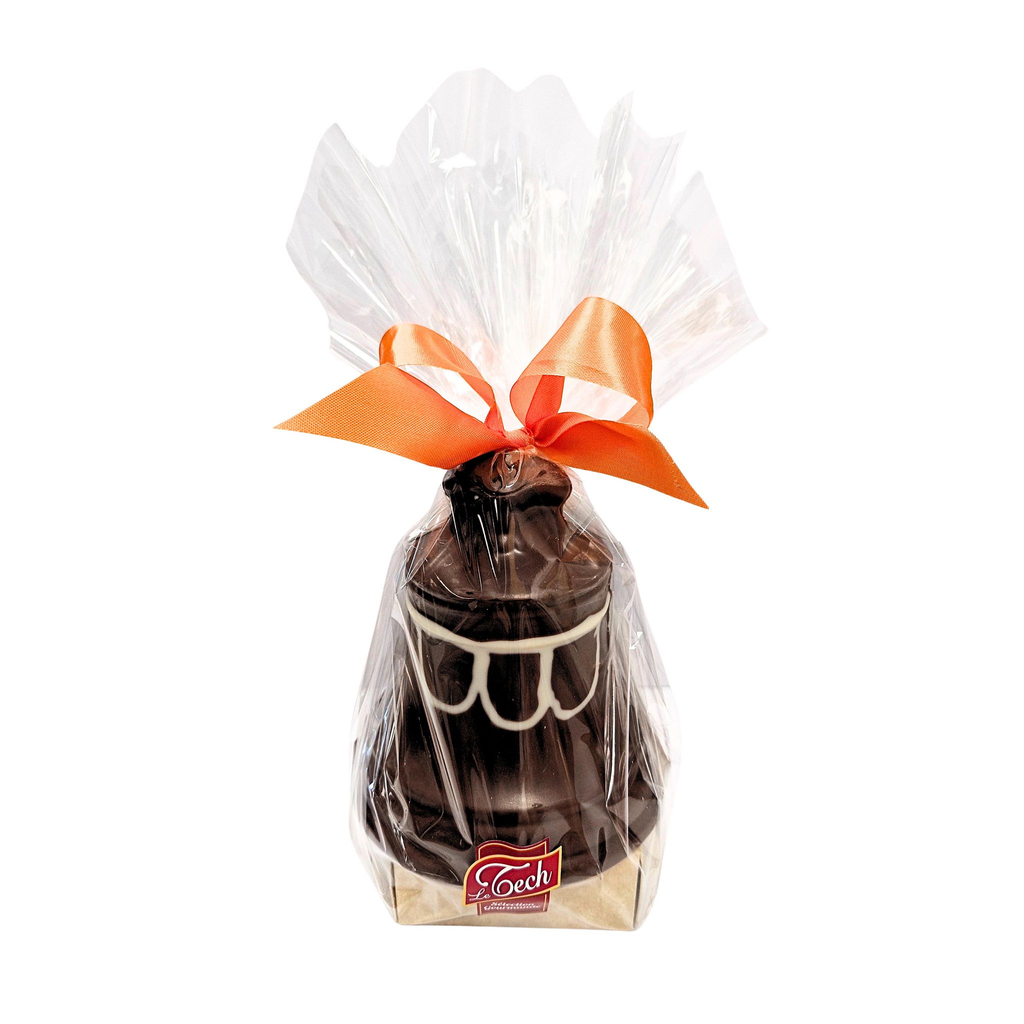 LE TECH Cloche de chocolat noir intense décorée de chocolat blanc 110g