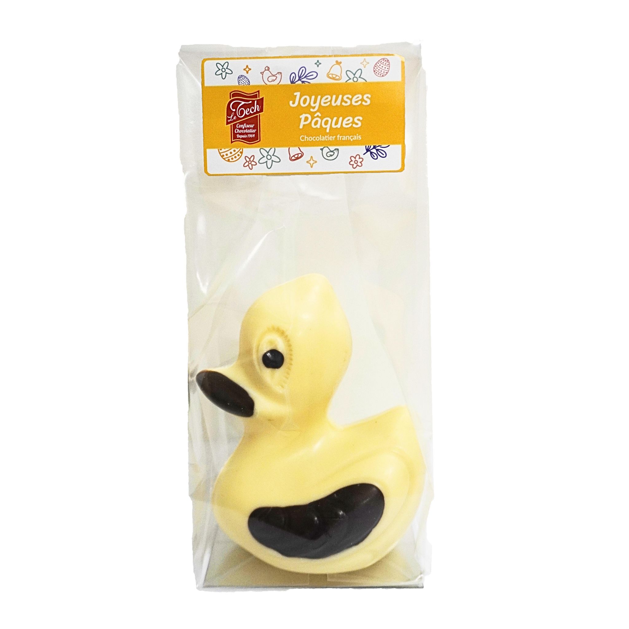LE TECH Caneton en chocolat blanc décoré de chocolat noir 50g