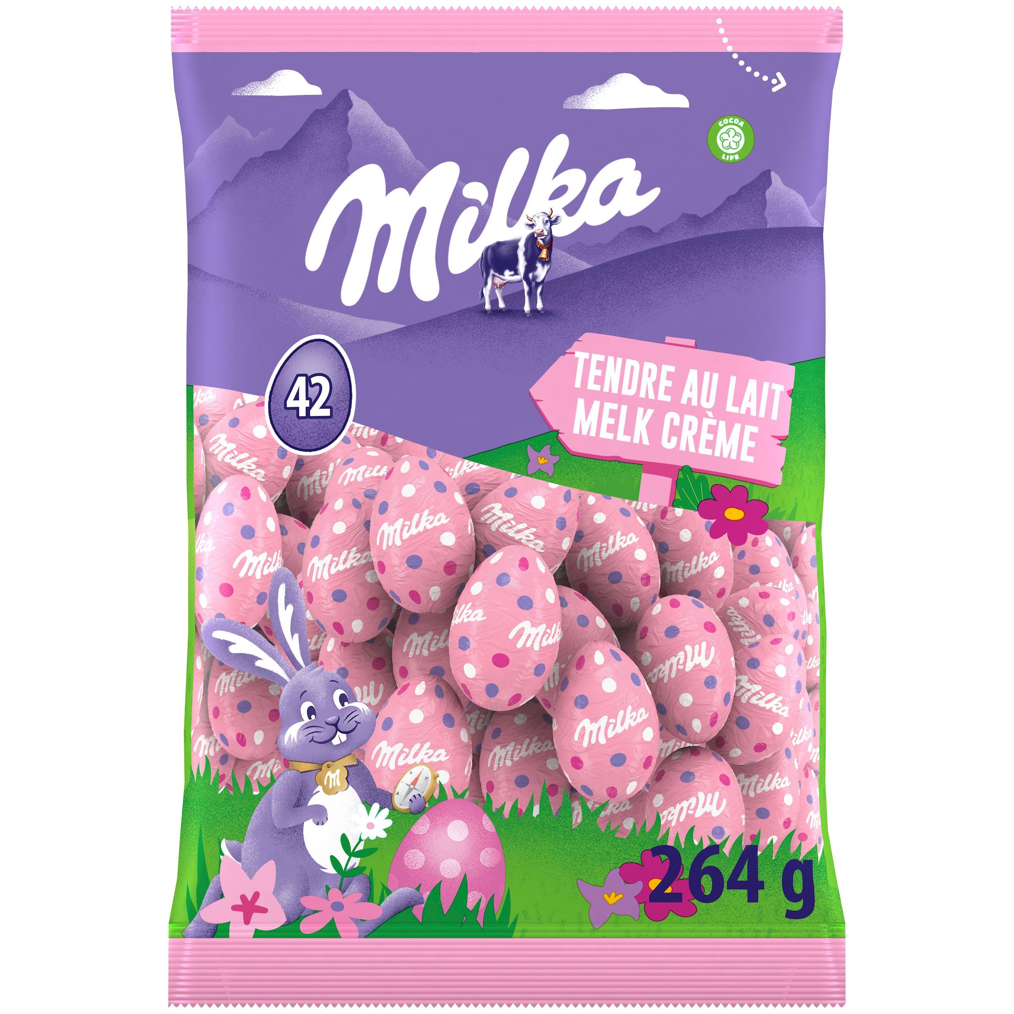 MILKA Oeufs fourrés au lait enrobés de chocolat au lait 42 oeufs 264g