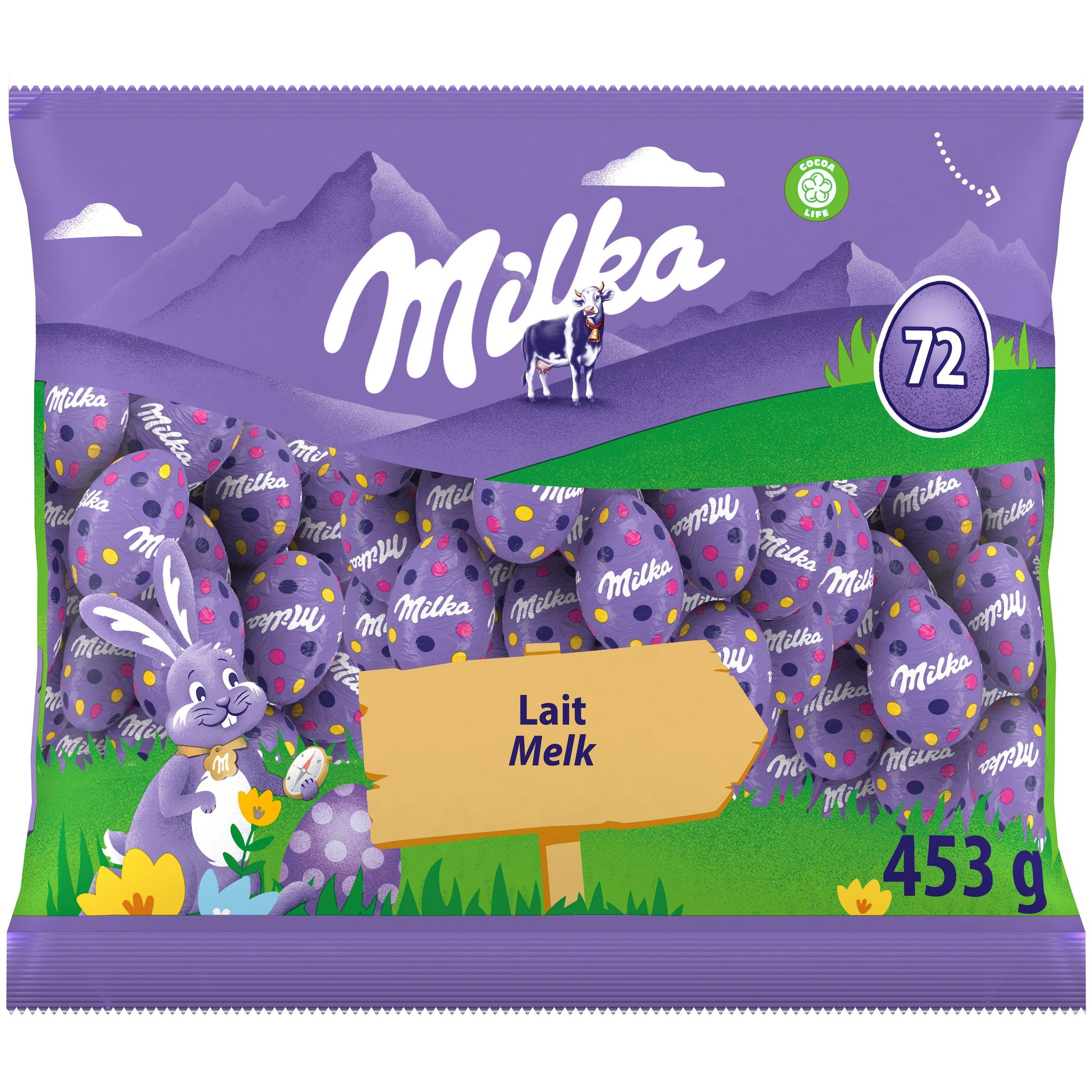 MILKA Oeufs de chocolat au lait alpin fourrés 453g