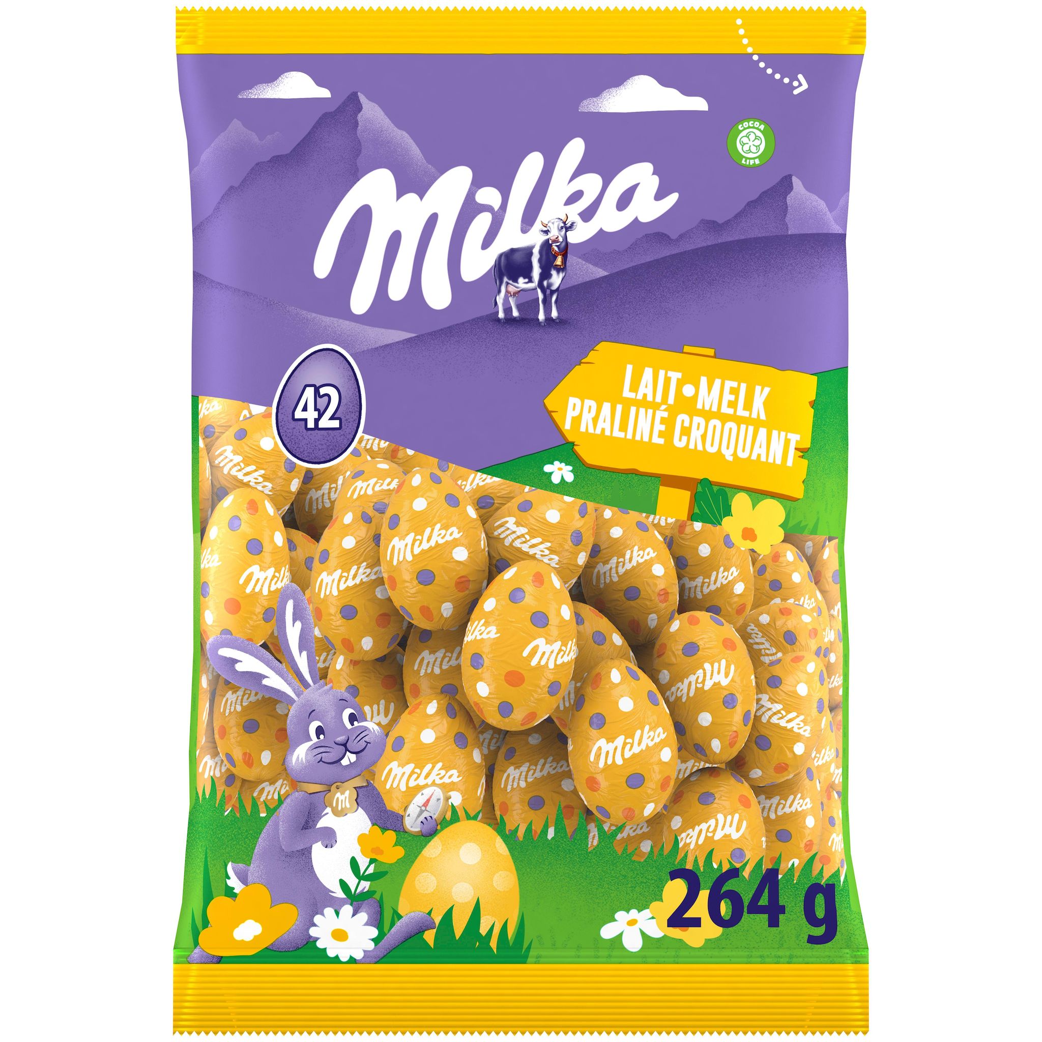 MILKA Oeufs fourrés au praliné enrobés de chocolat au lait 264g