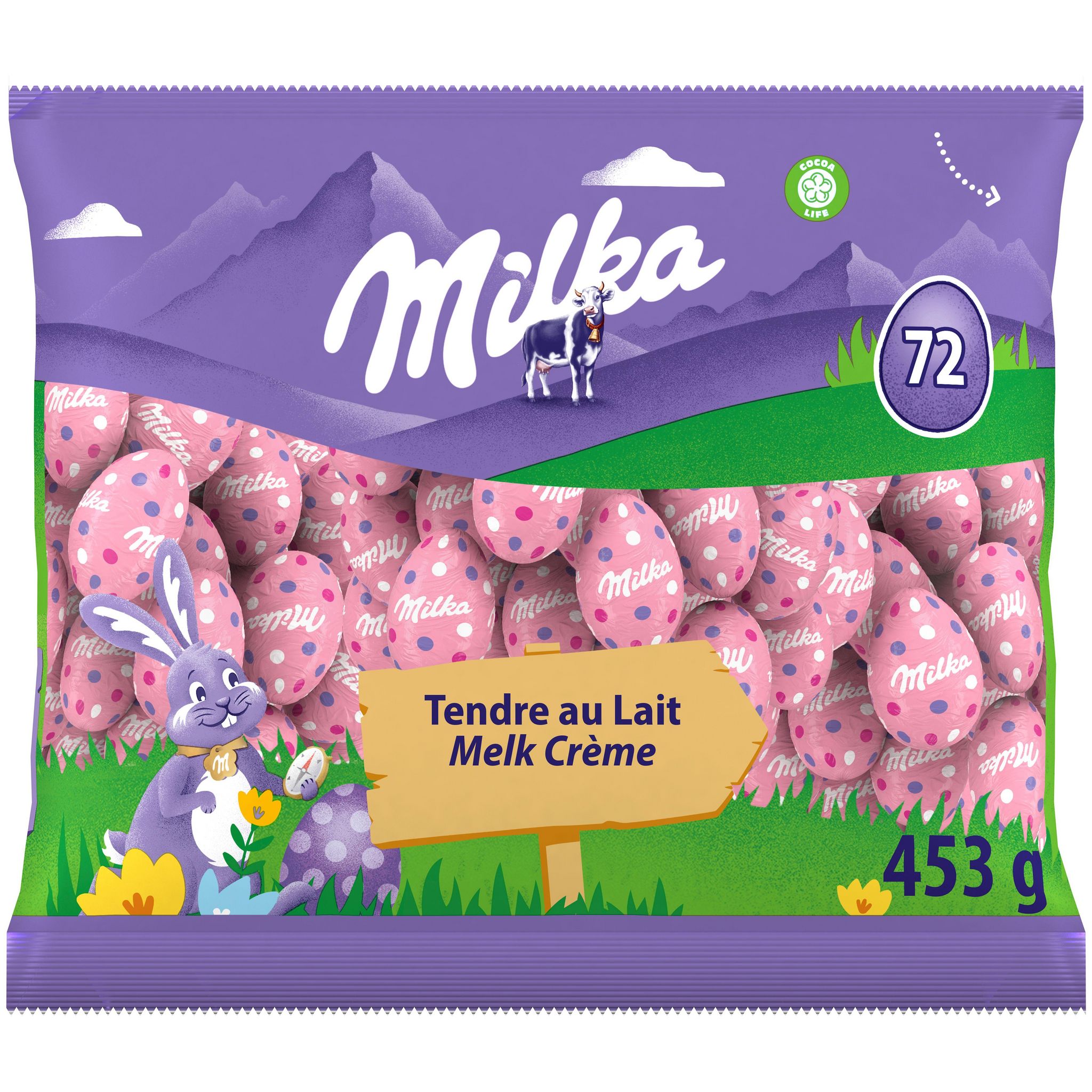 MILKA Petits oeufs en chocolat au lait tendre 72 oeufs 453g