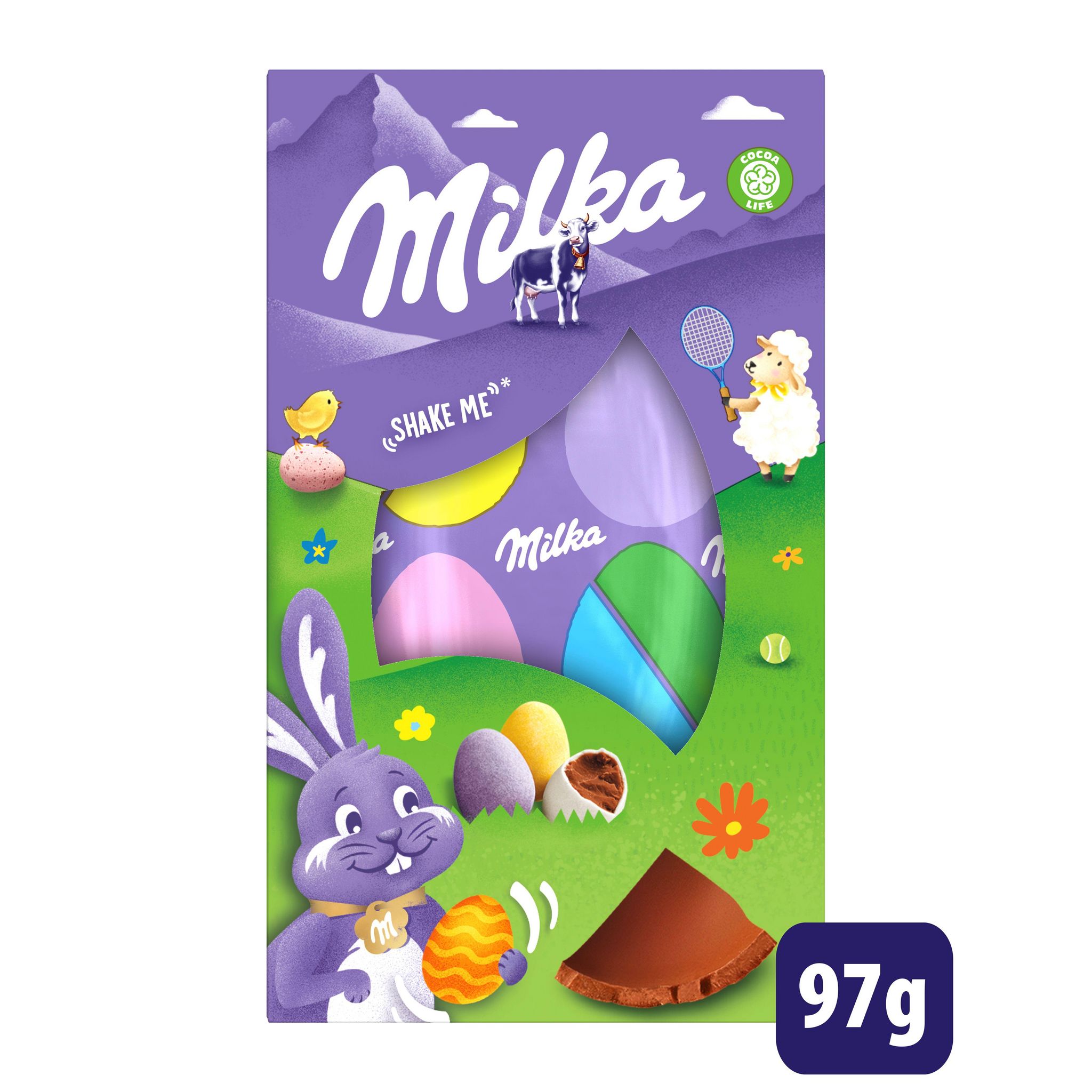 MILKA Oeufs de chocolat au lait du pays alpin garnis 97g
